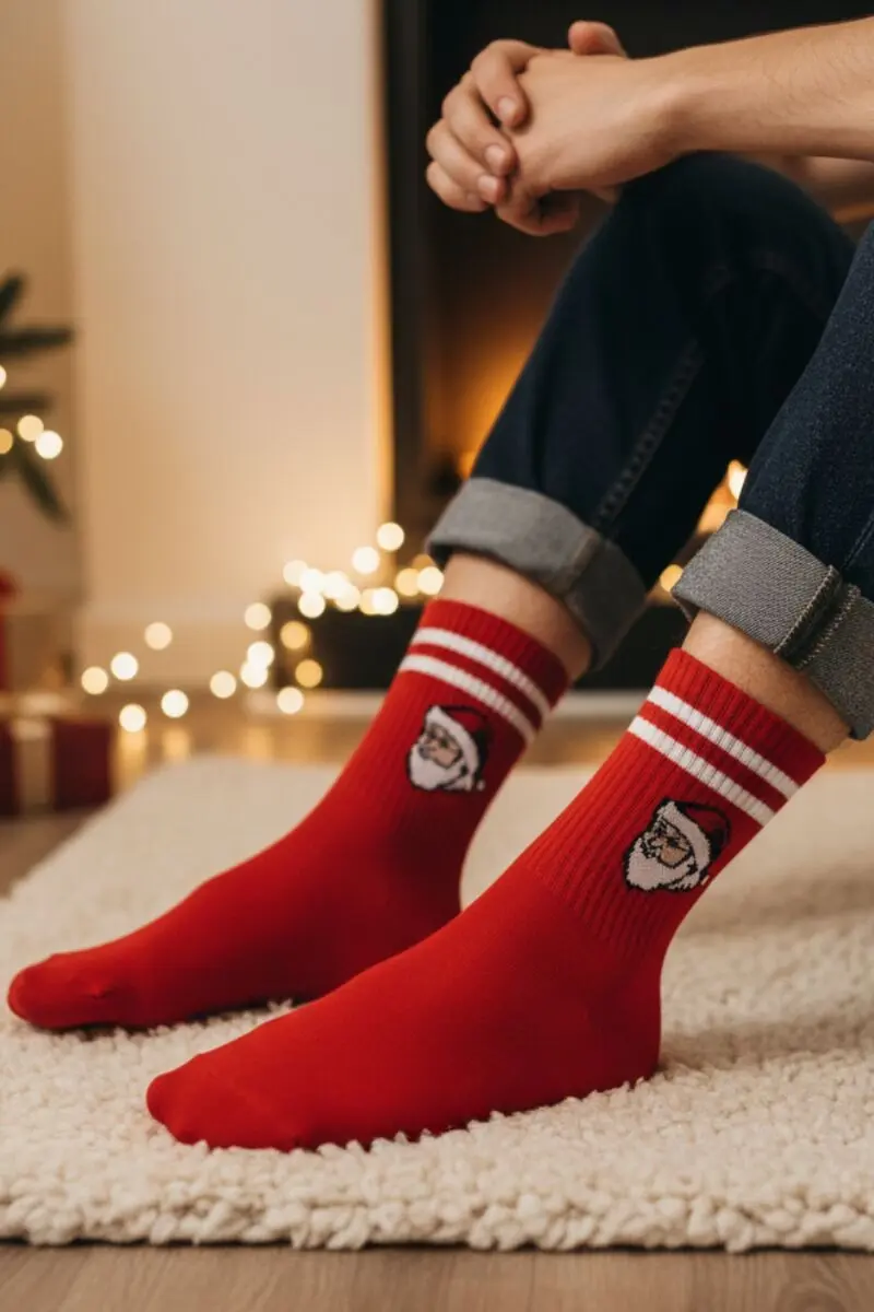 BERNARD red cotton Christmas socks