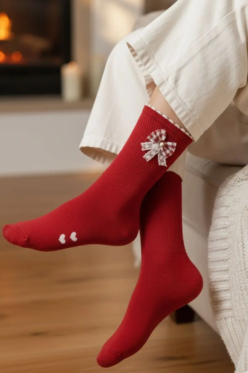 LUANA red cotton socks