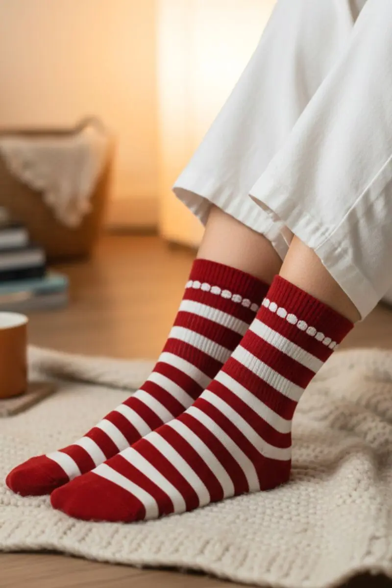 LUANA red striped cotton socks