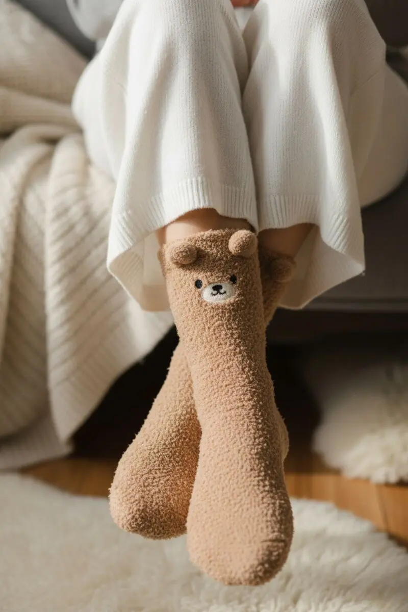 STELLA light brown soft bear socks