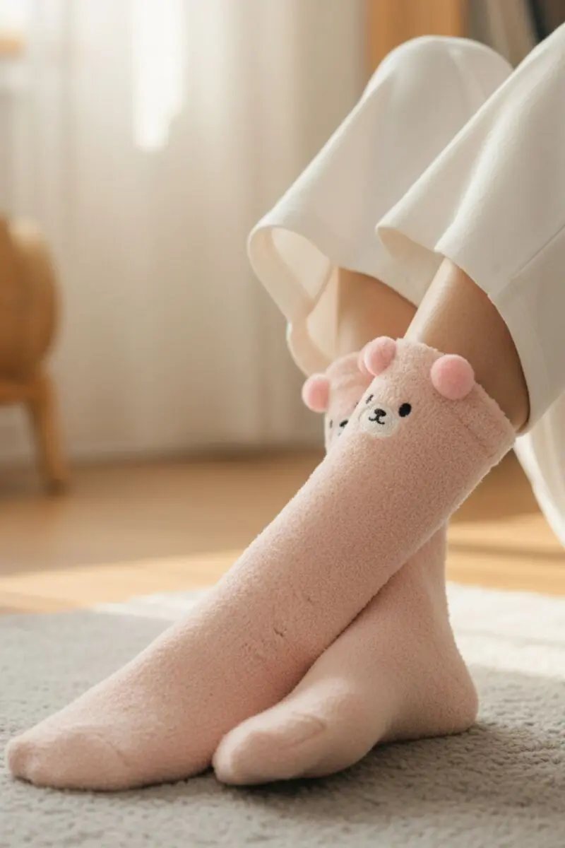 STELLA light pink soft bear socks