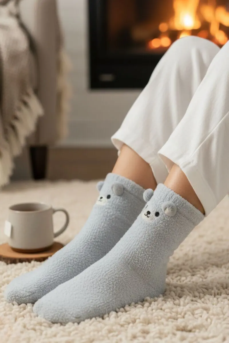 STELLA grey soft bear socks