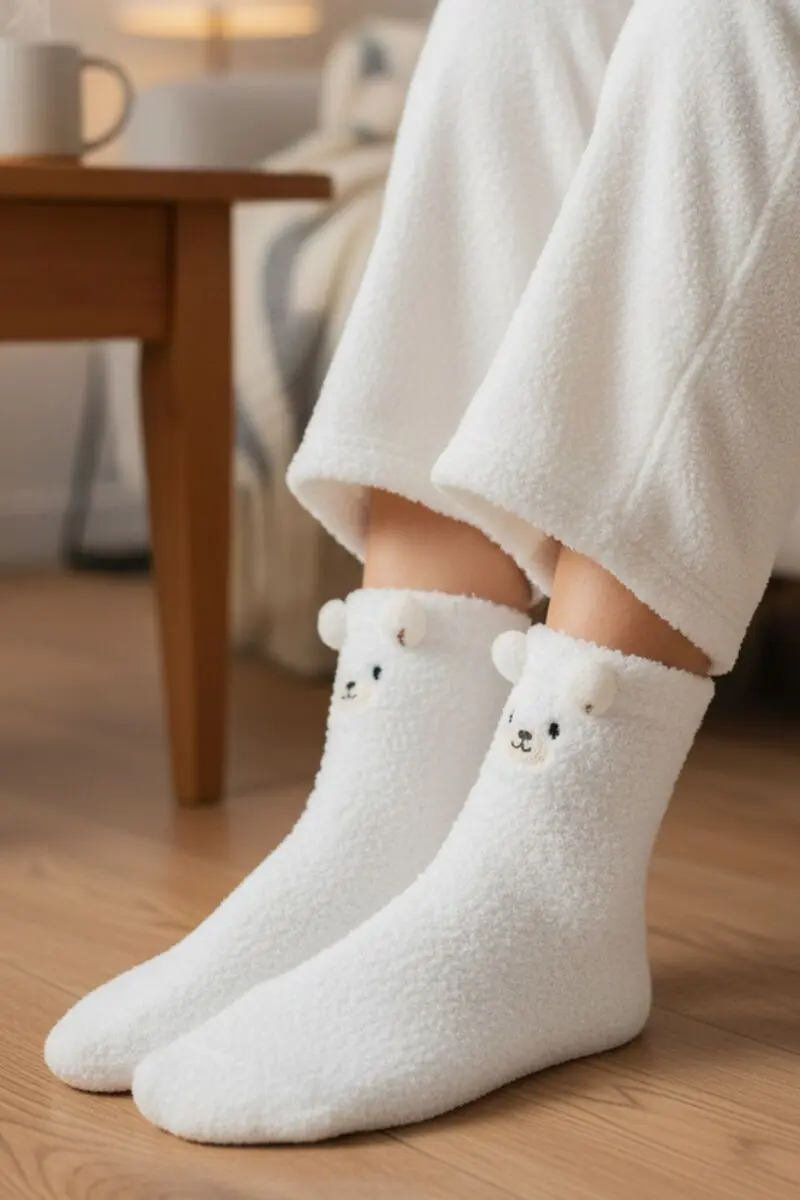 STELLA white soft bear socks