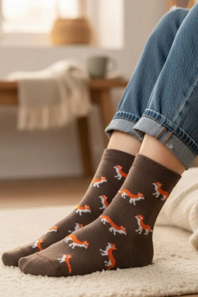OLD FOX brown merino wool socks