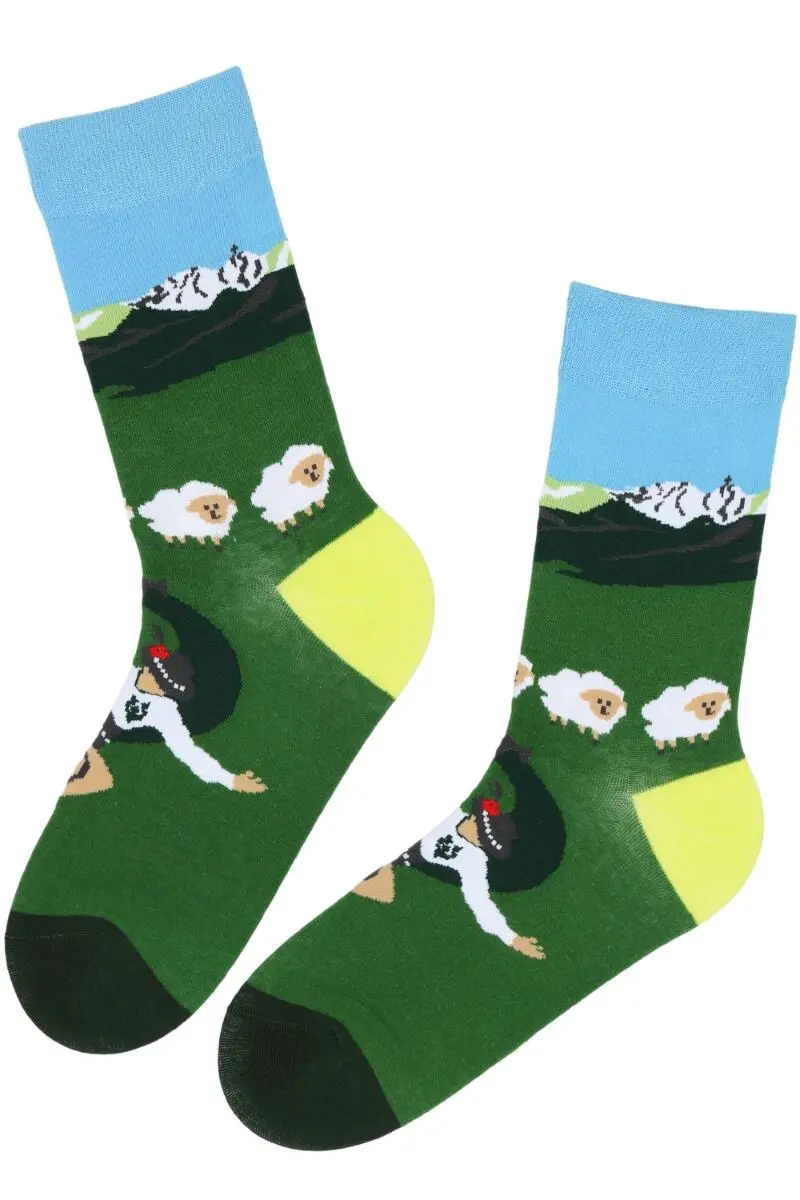 KARLIS green landscape view cotton socks for men