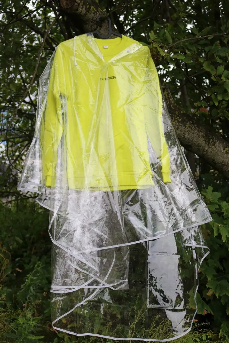 Transparent reusable rain poncho