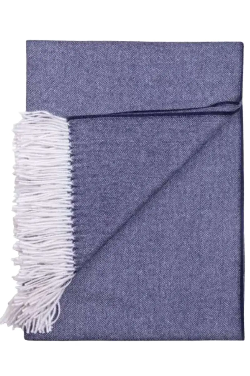 Alpaca wool purple herringbone plaid