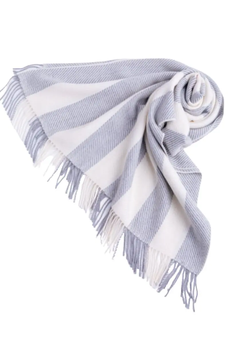 Alpaca wool grey striped plaid