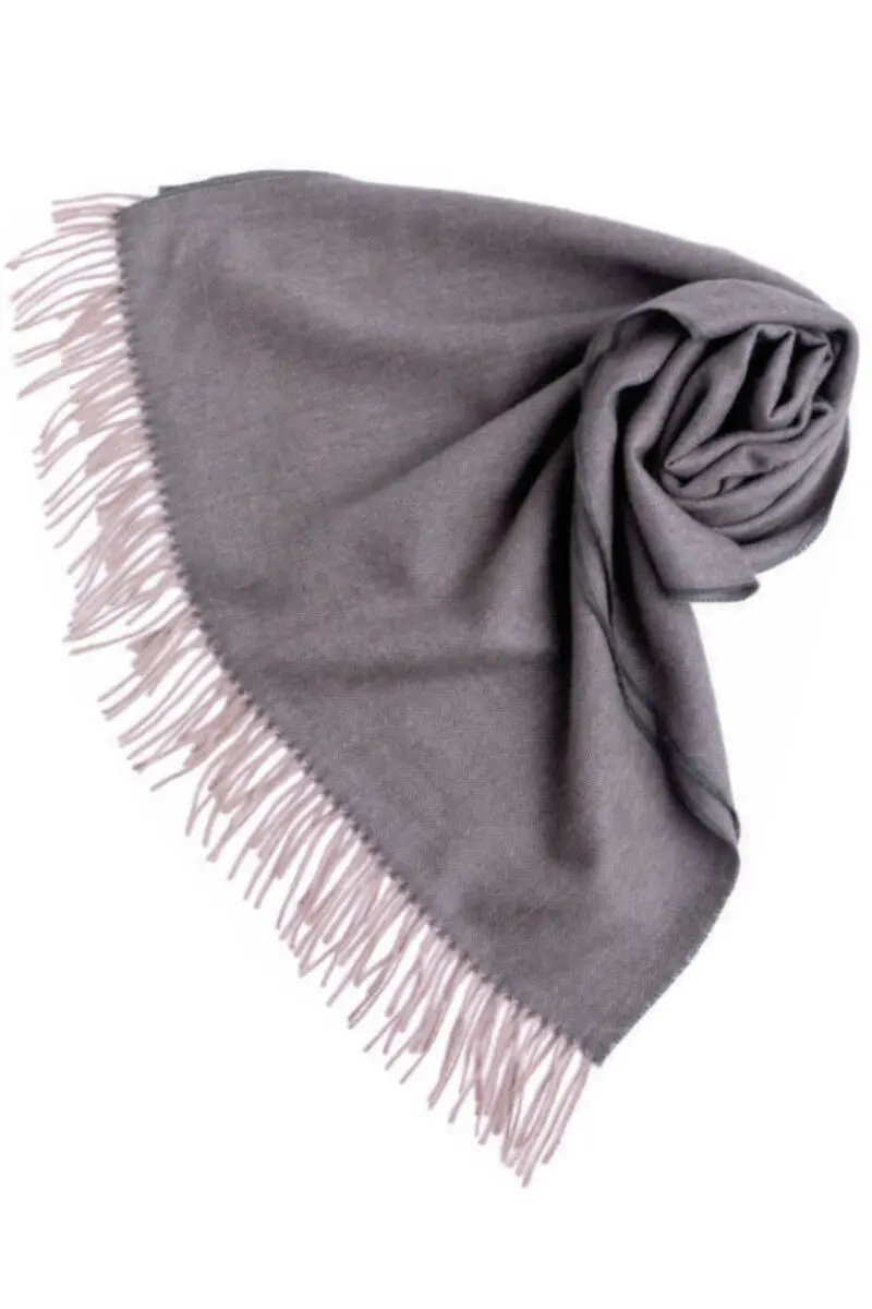 Alpaca wool large grey herringbone scarf