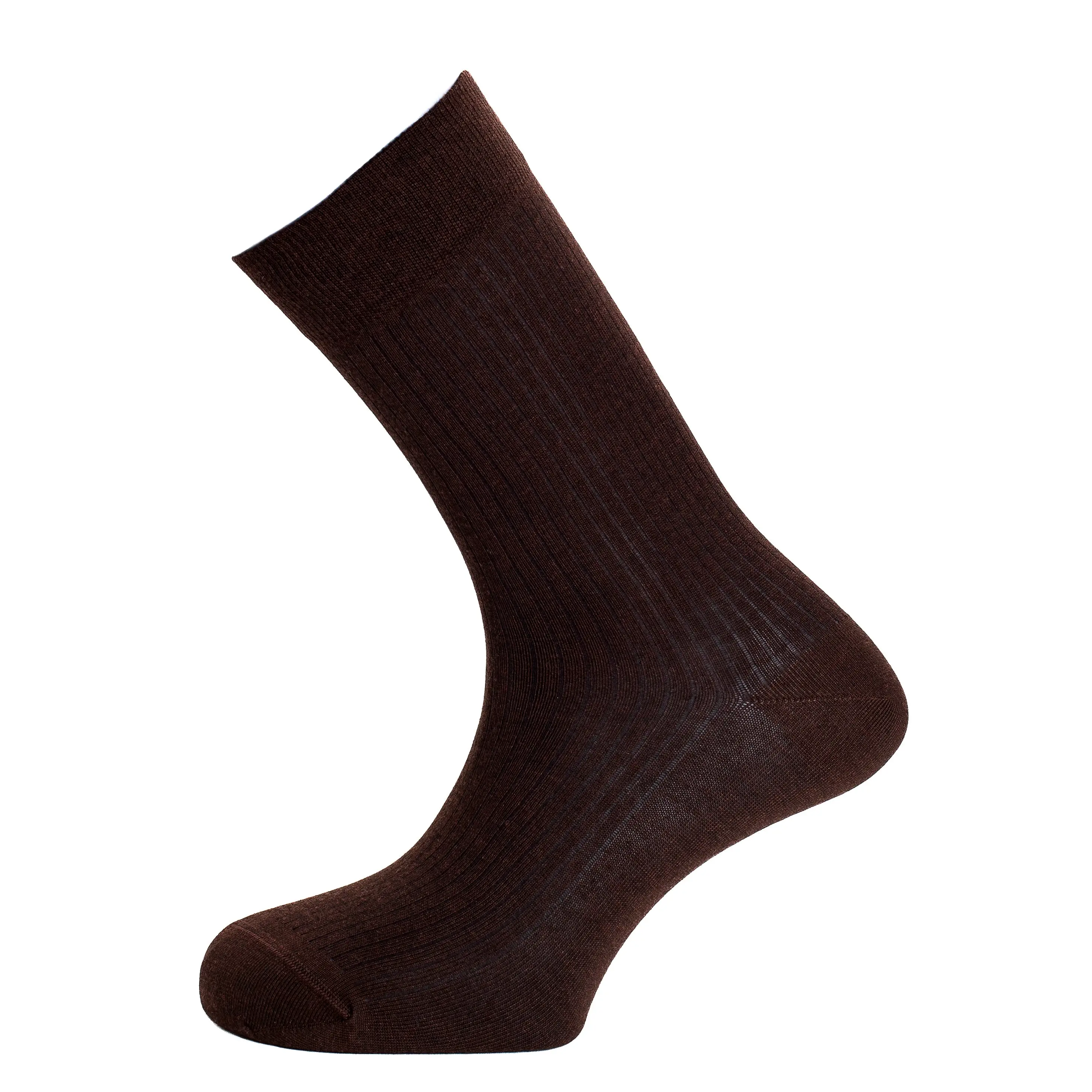Les côtelées fines - chaussettes homme - coton marron