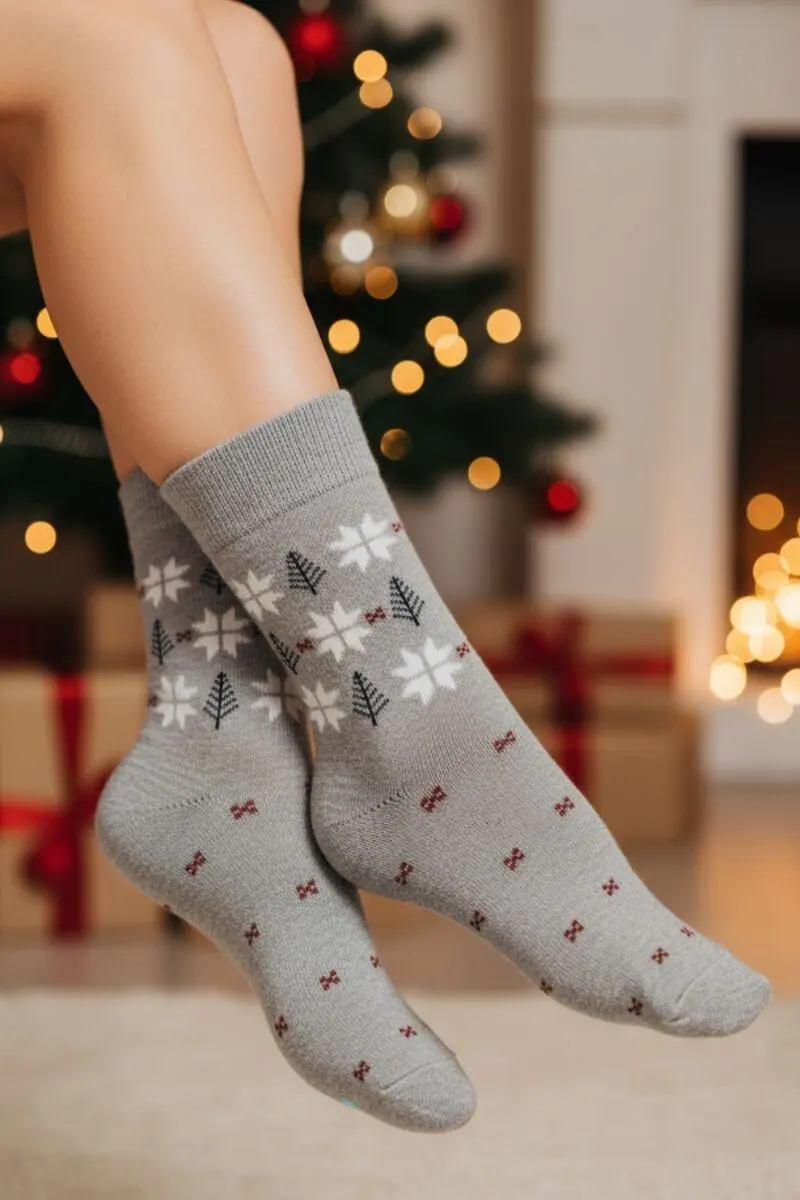 KREETE grey cotton Christmas socks