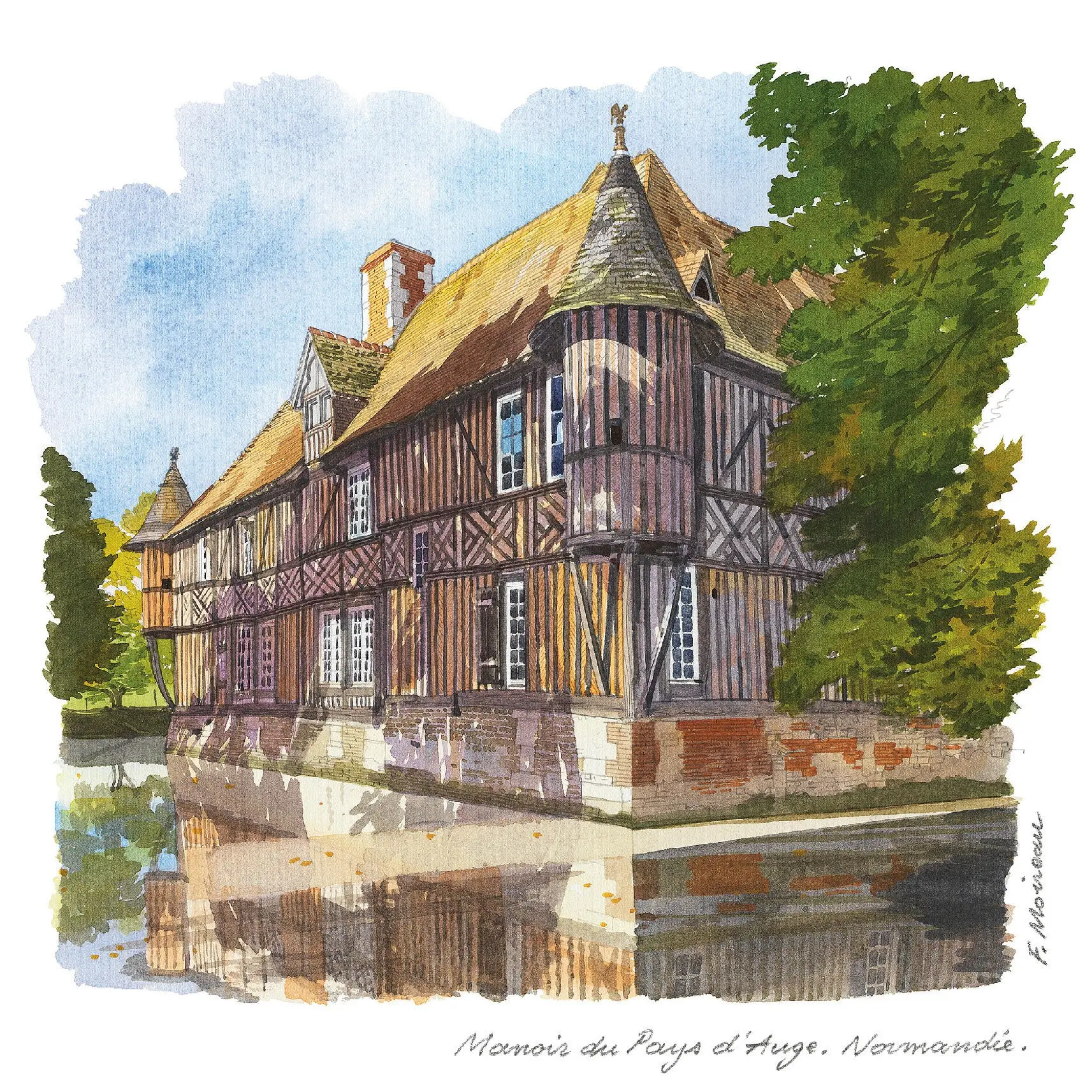 POSTCARDS FABRICE MOIREAU MANOR PAYS D'AUGE CP 23
