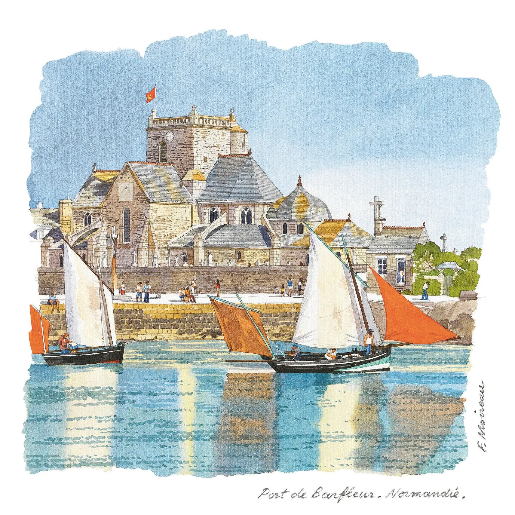 POSTCARDS FABRICE MOIREAU PORT OF BARFLEUR CP 25