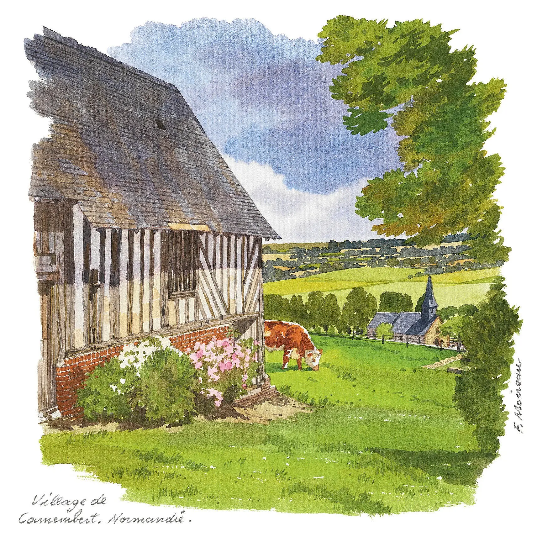 POSTCARDS FABRICE MOIREAU VILLAGE OF CAMEMBERT CP 27