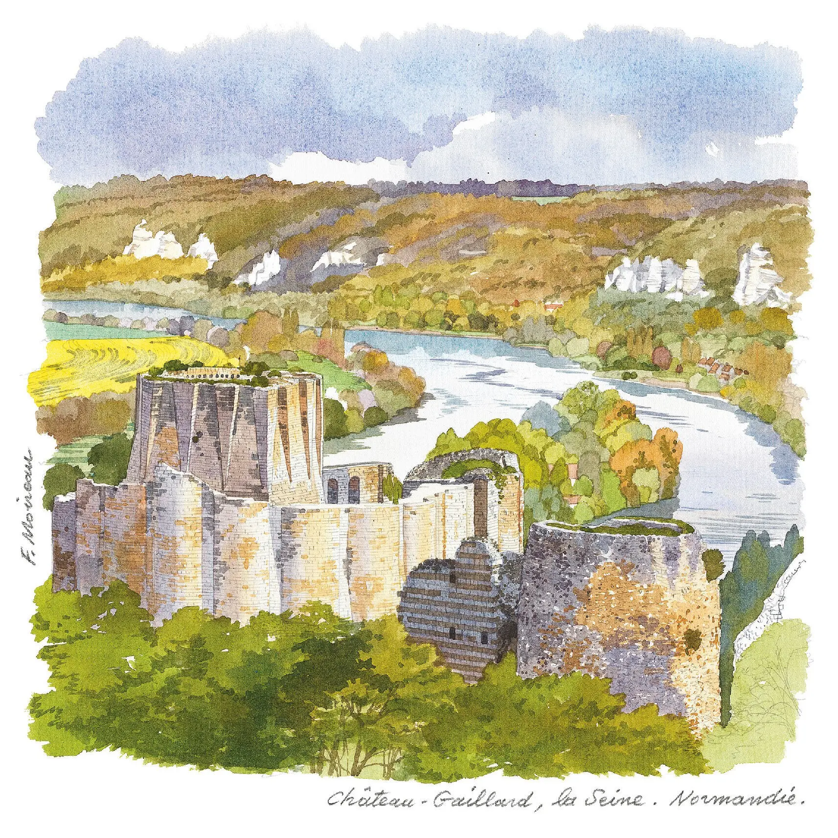 POSTCARDS FABRICE MOIREAU CHATEAU GAILLARD THE SEINE CP 28
