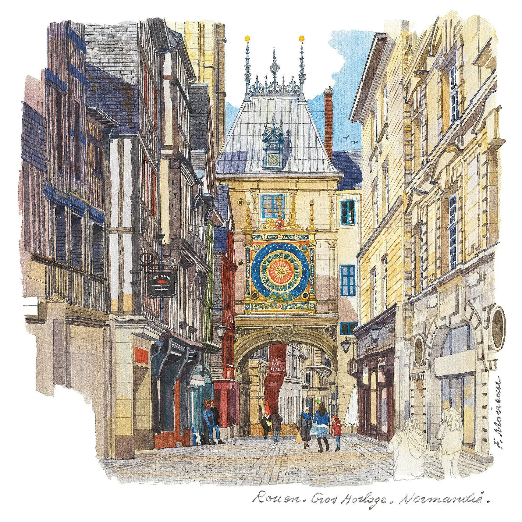 POSTCARDS FABRICE MOIREAU ROUEN GREAT CLOCK CP 30