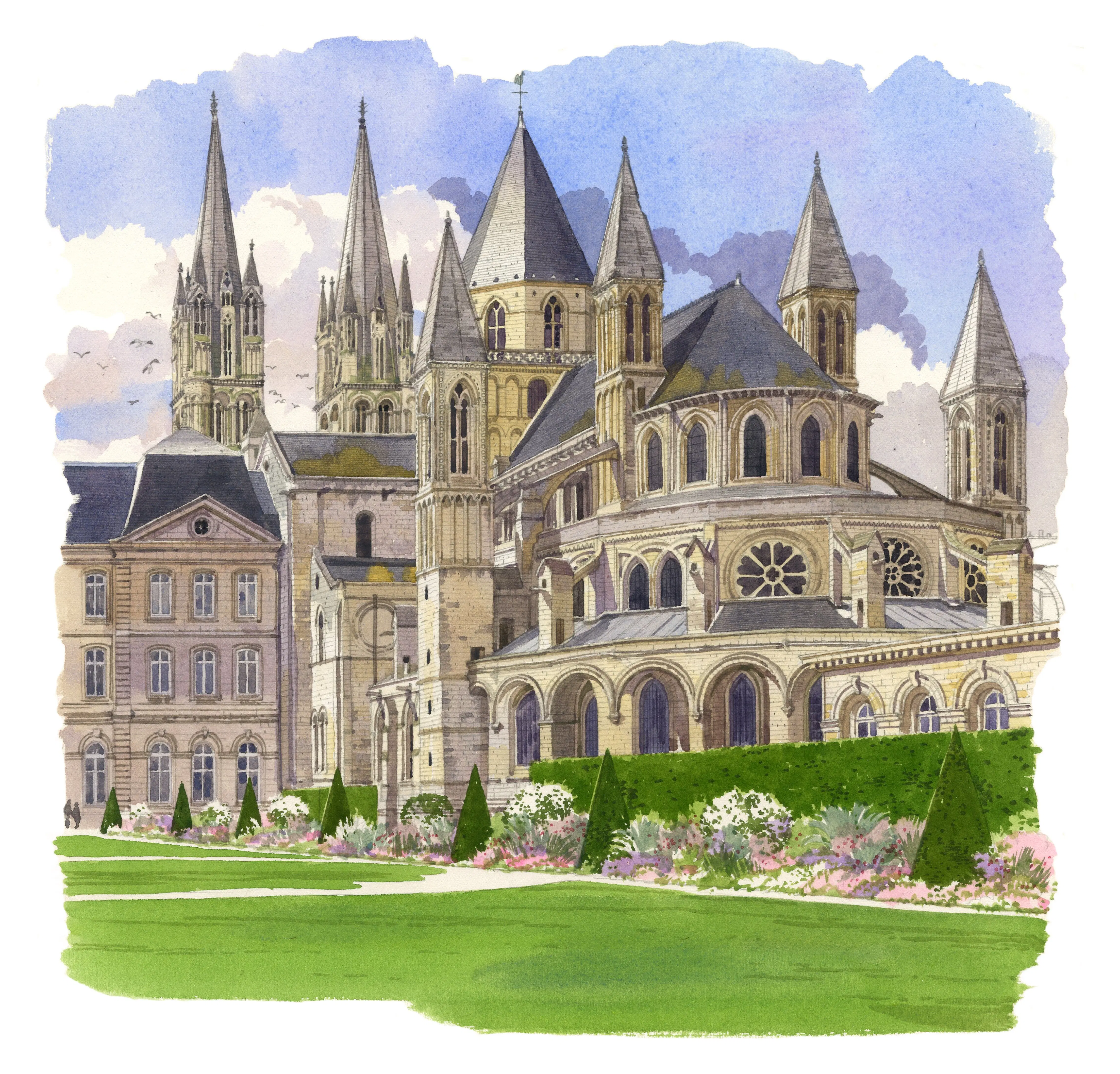 POSTCARDS FABRICE MOIREAU CAEN MEN'S ABBEY CP 45
