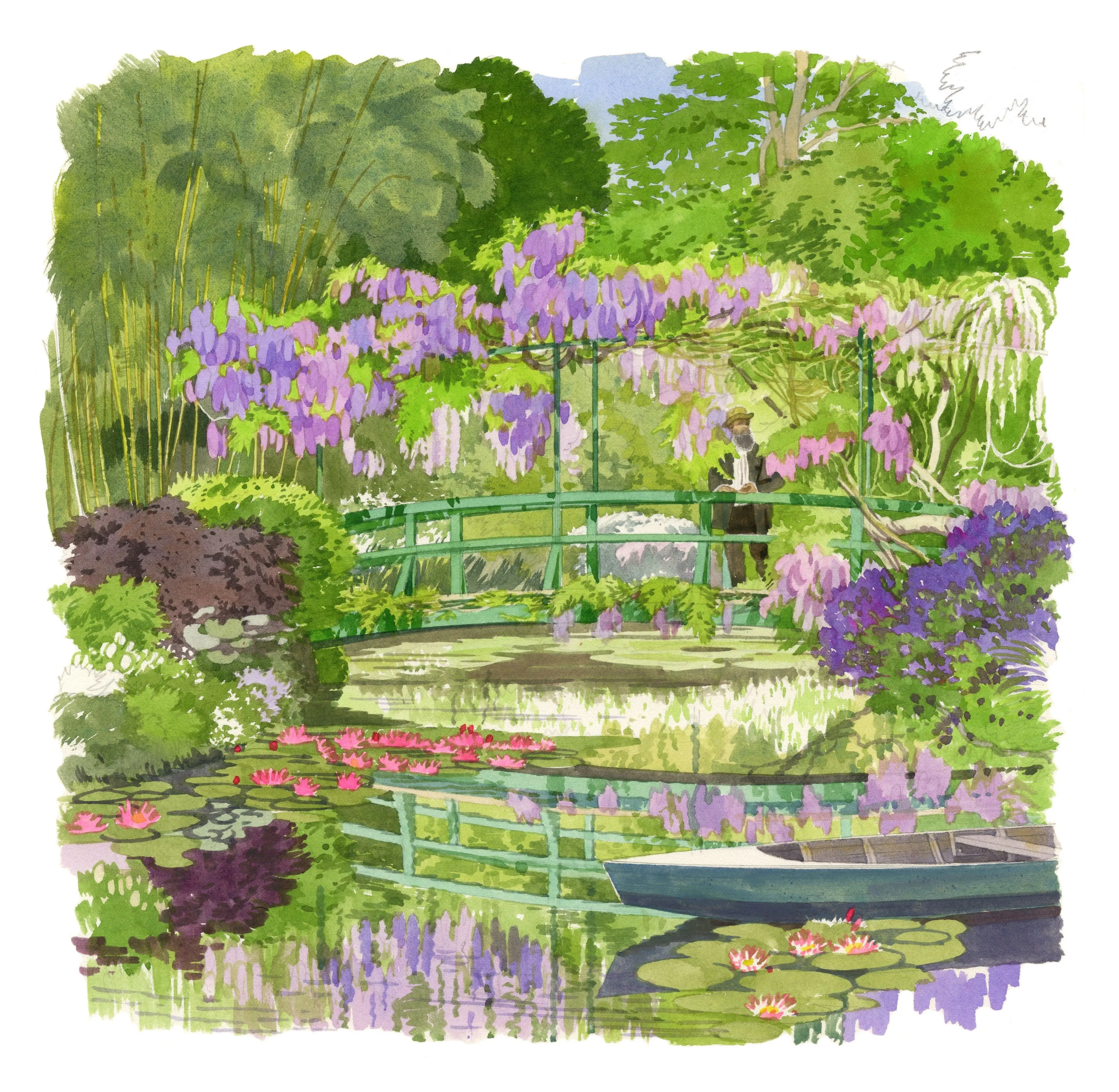 POSTCARDS FABRICE MOIREAU JAPANESE BRIDGE CLAUDE MONET GIVERNY CP 49