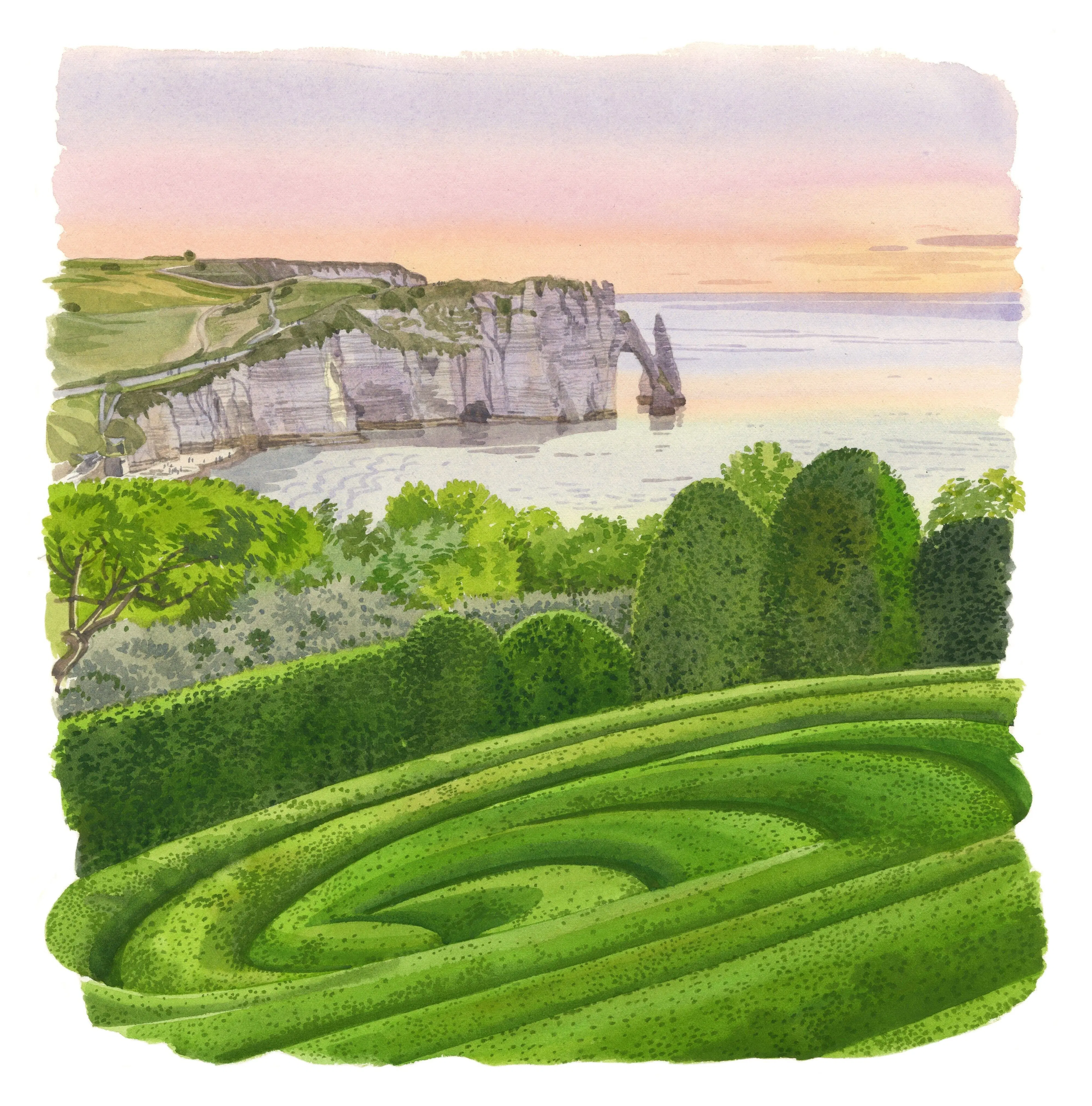 POSTCARDS FABRICE MOIREAU VIEW GARDENS OF ETRETAT CP 50