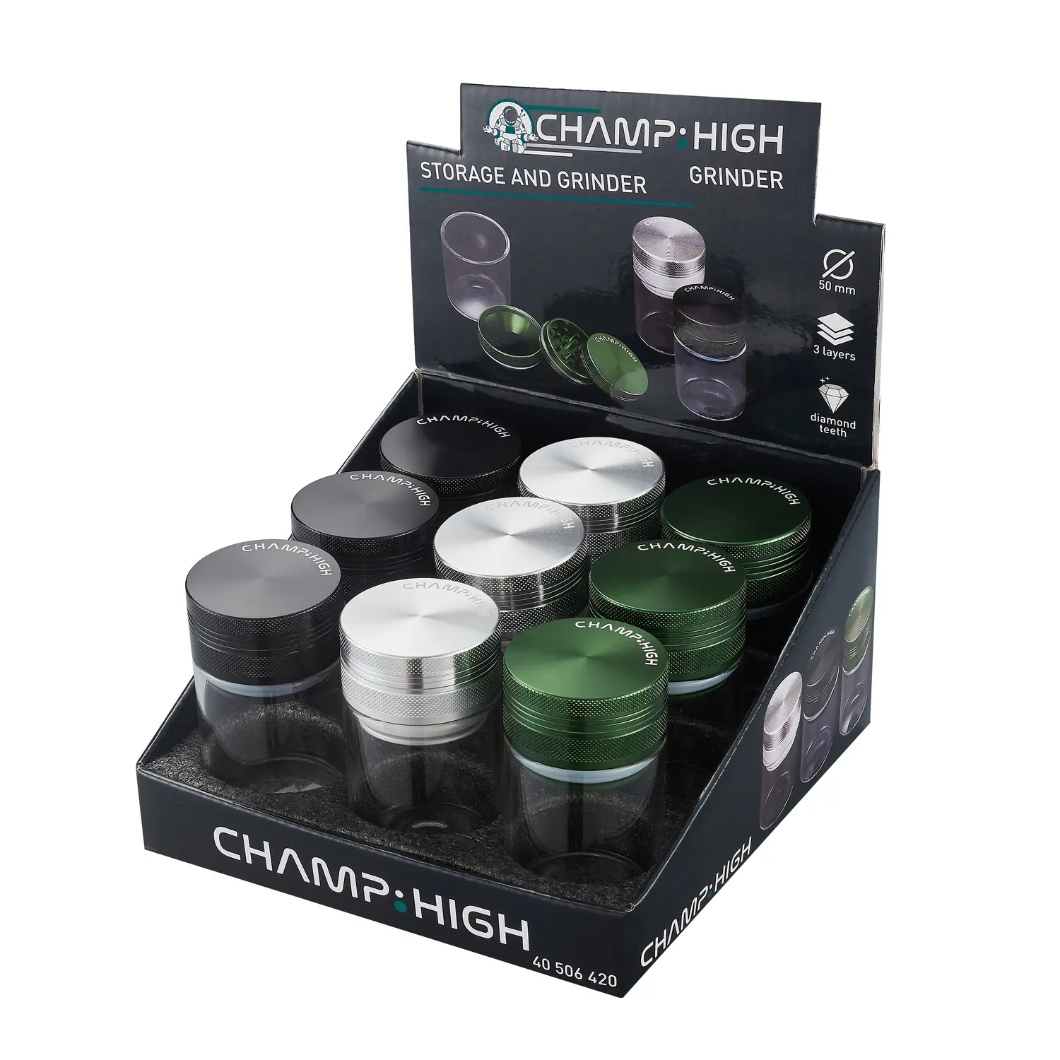 Aluminum grinder with glass reservoir – CHAMP HIGH