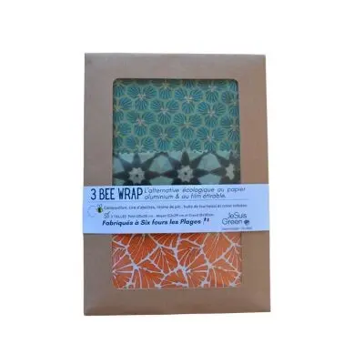 Bee Wrap Reusable and zero waste packaging 3 sizes trio S (20cm*20cm M (22*29cm), L (30cm*30cm)