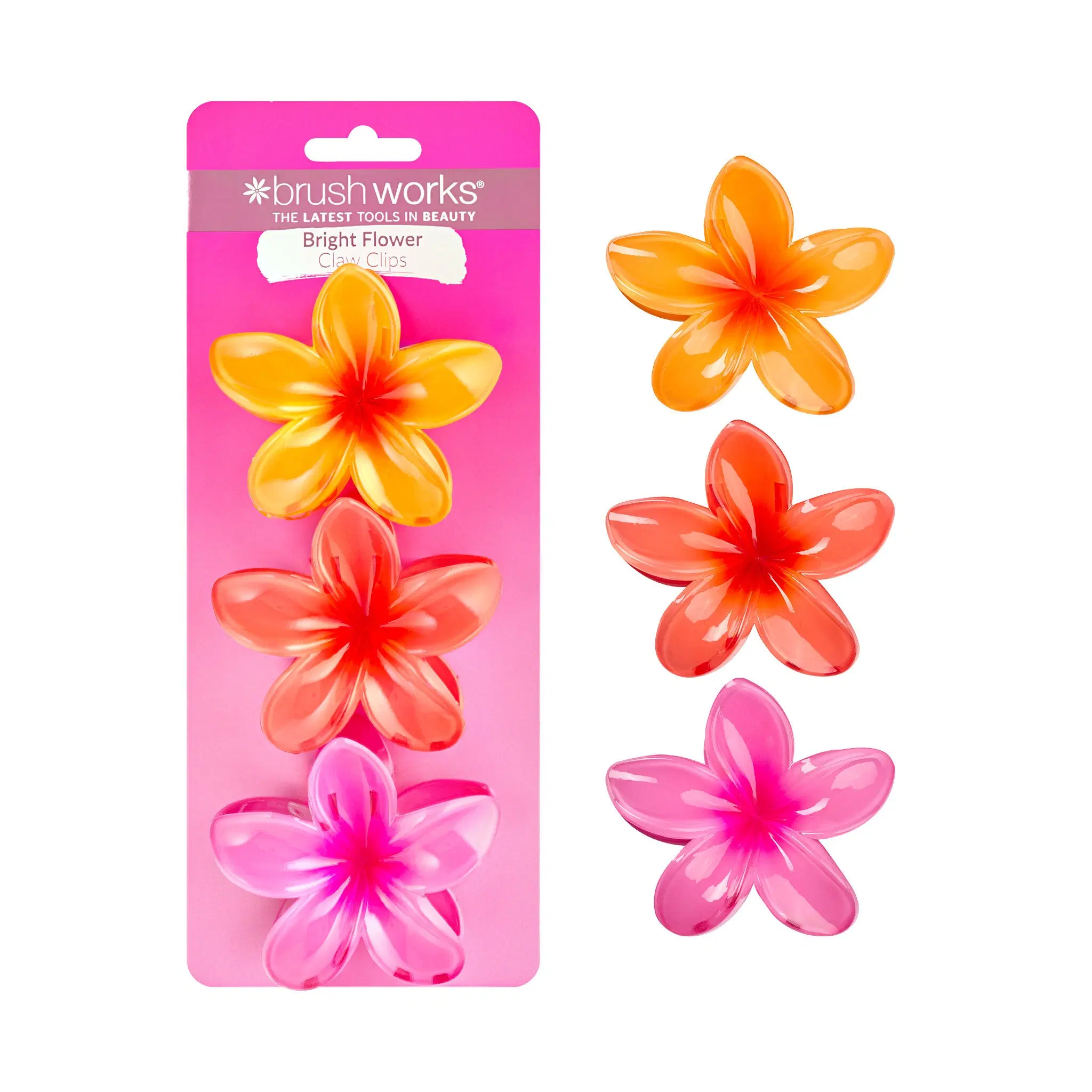 Brushworks Haarspangen mit leuchtenden Blumenmotiven – 3er-Pack