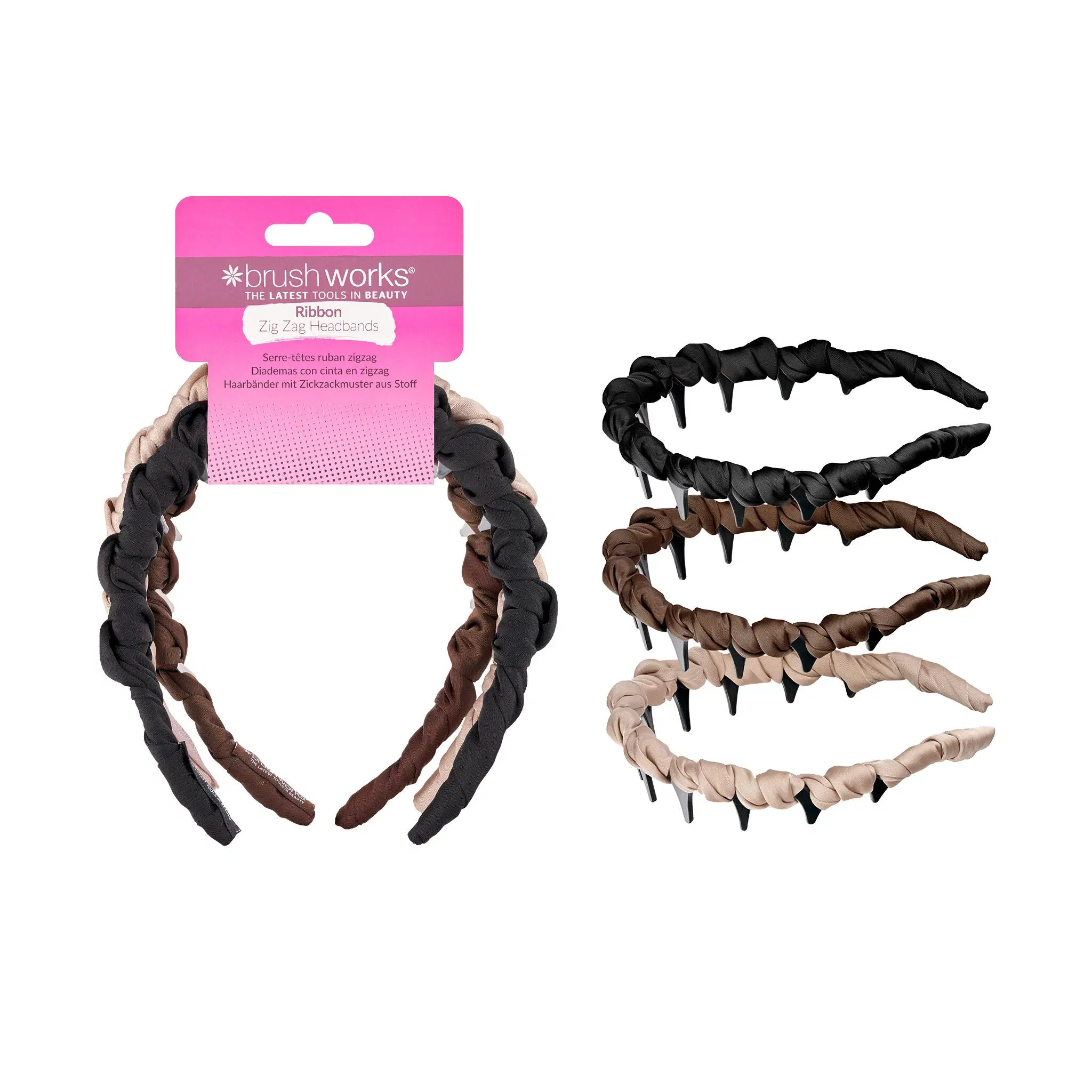 Brushworks Ribbon Zickzack-Haarbänder – 3er-Pack