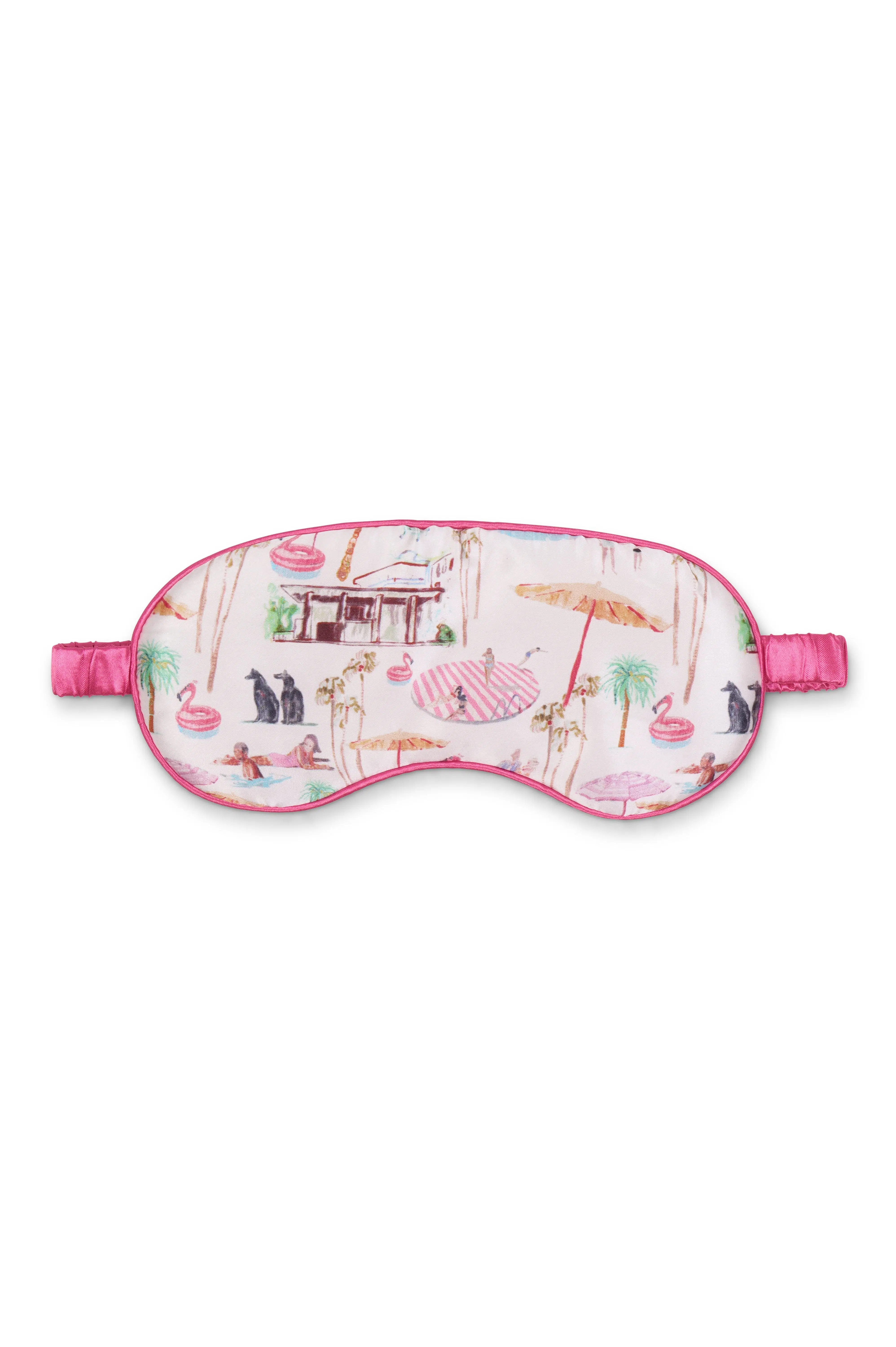 Masque de nuit en soie / "Pink Flamingo Club"