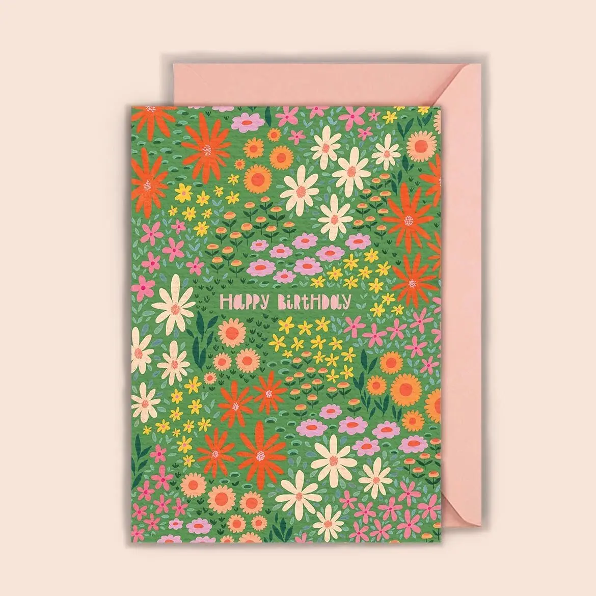 Carte d'anniversaire Flower Power - pliée