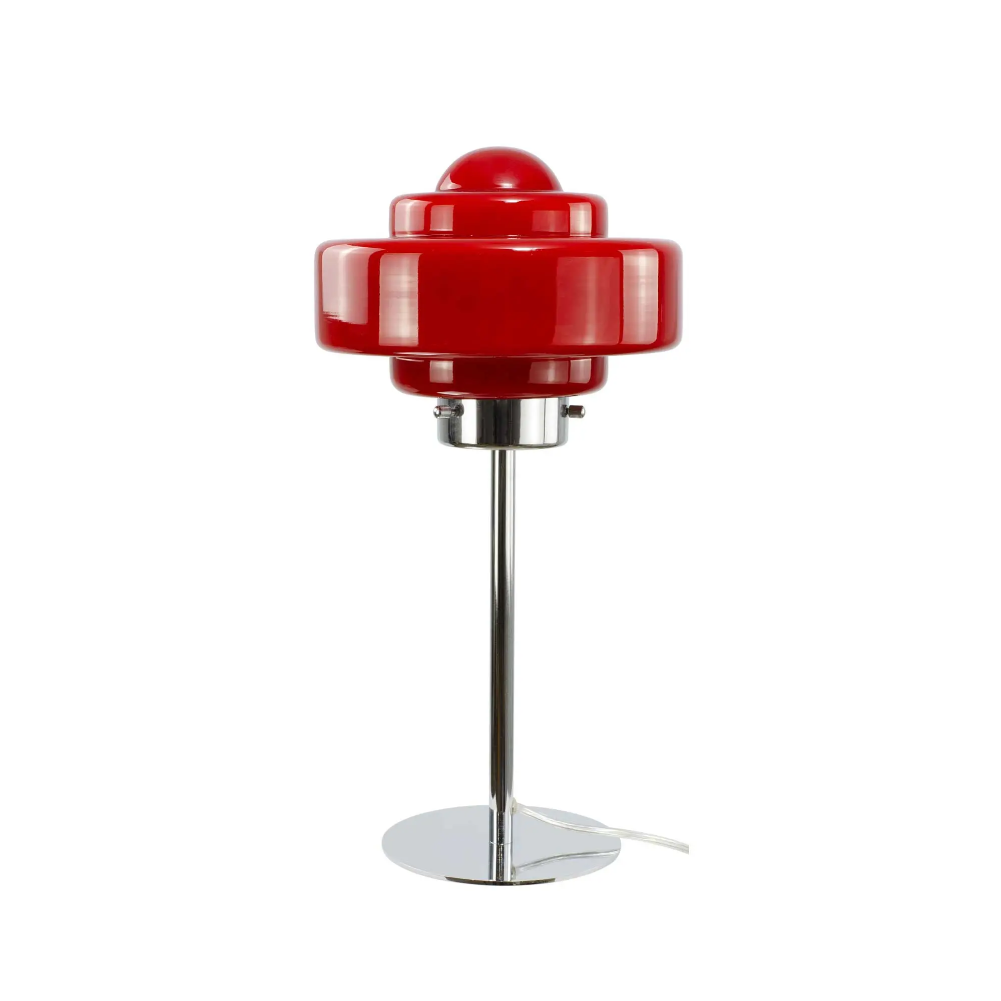 Zeni table lamp in red glass and chrome-plated metal