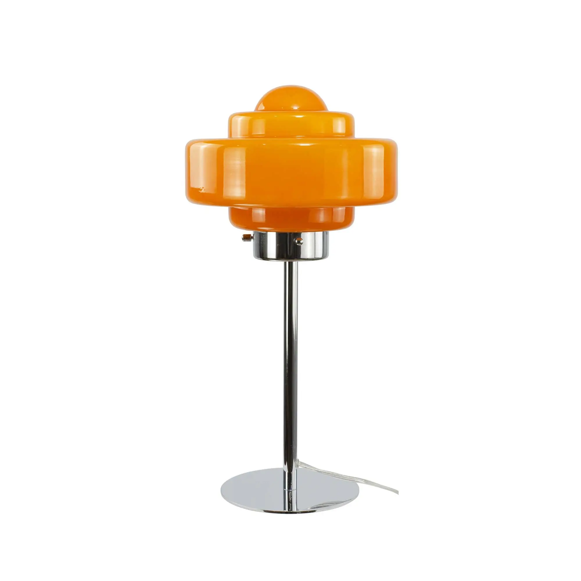 Zeni table lamp in orange glass and chrome-plated metal