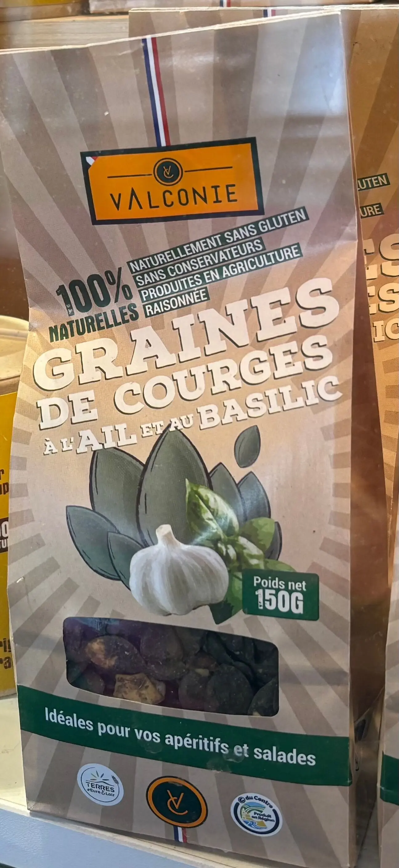 Pumpkin seeds, garlic and basil