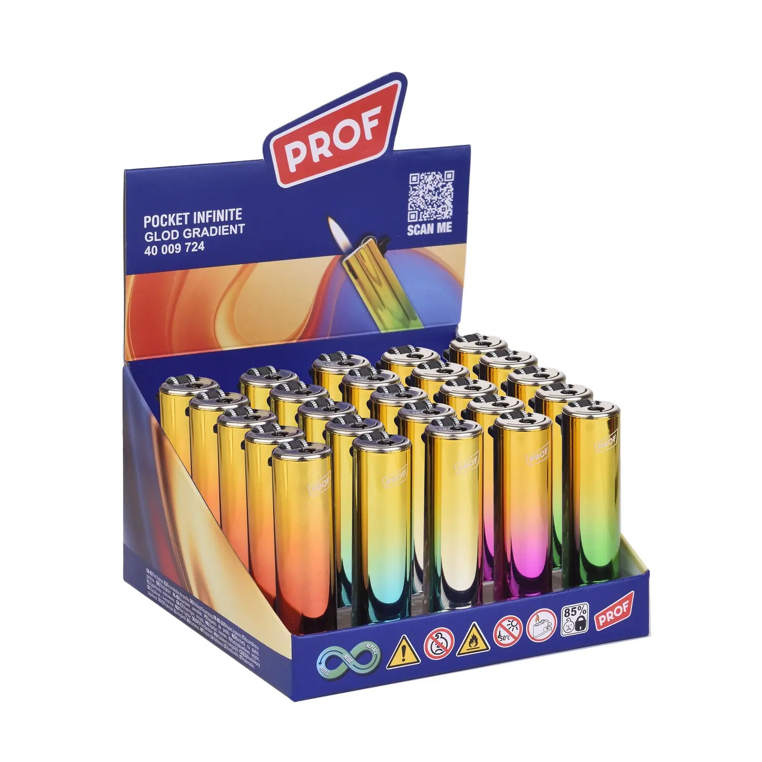 PROF Gold Gradient Metal RR Flint Refillable Lighter