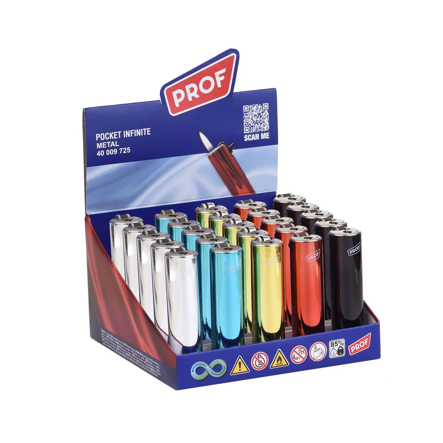 PROF Metal Round Flint Refillable Lighter