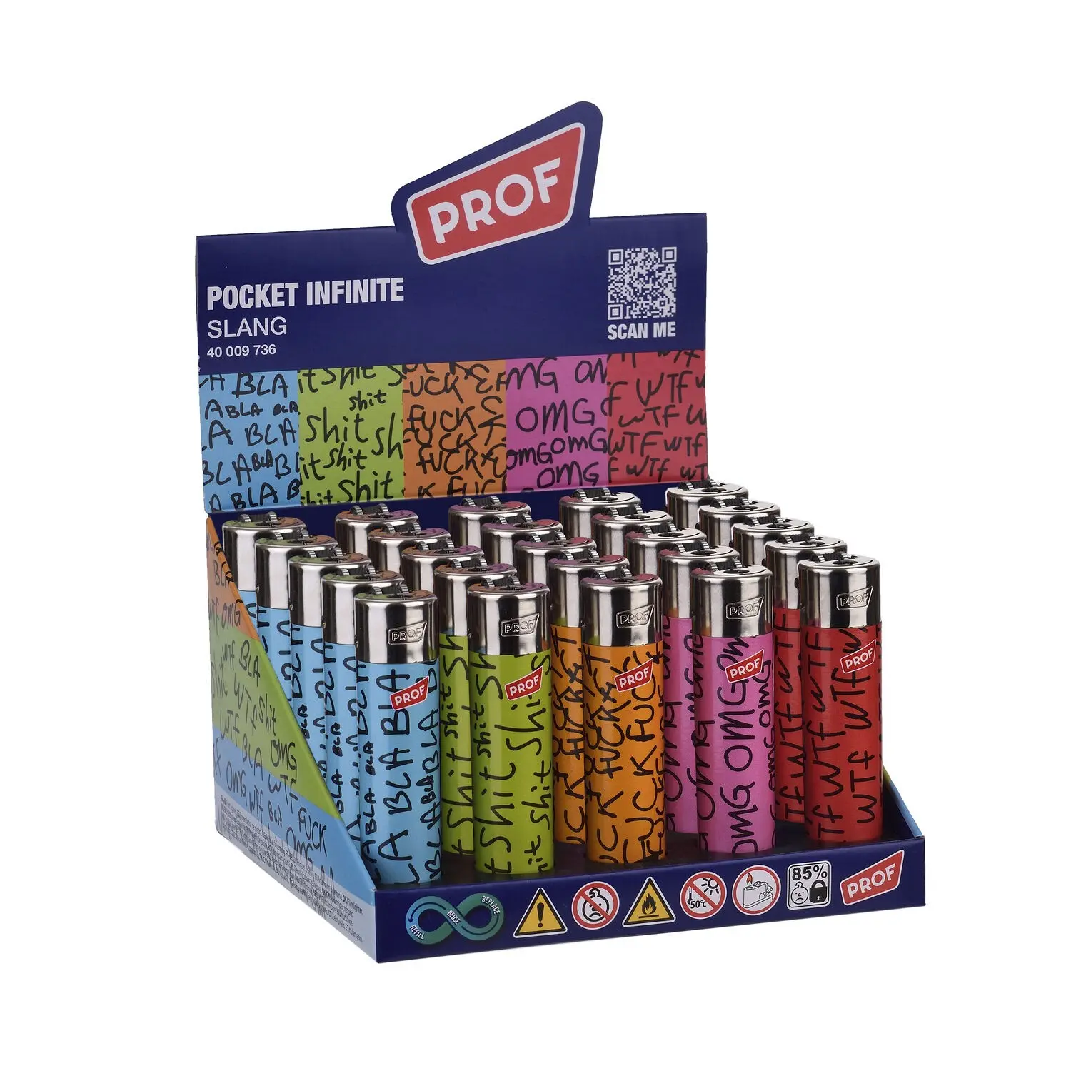 PROF Slang Round Flint Refillable Lighter