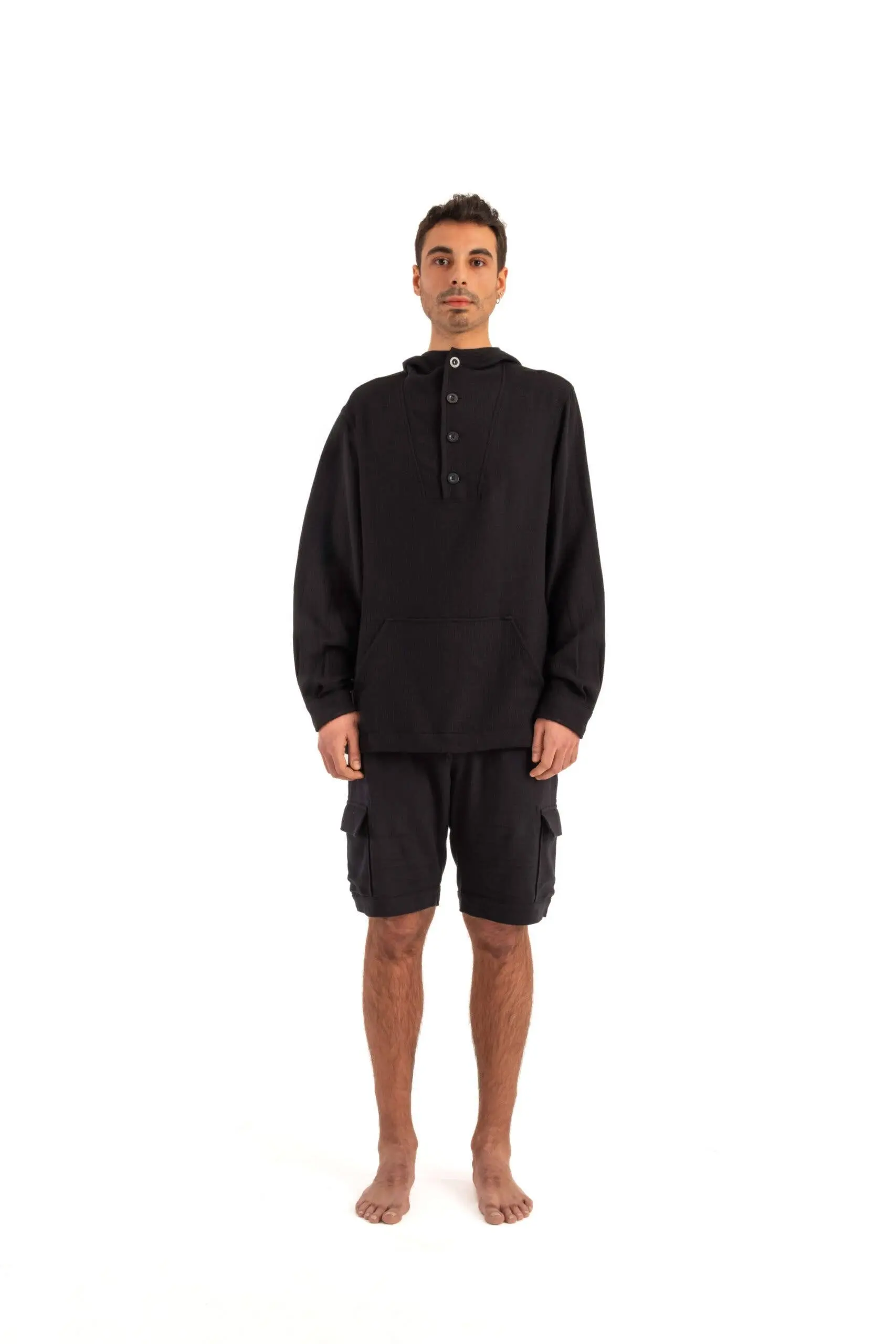 Pantalones cortos negros de algodón para hombre (3399) 100% algodón