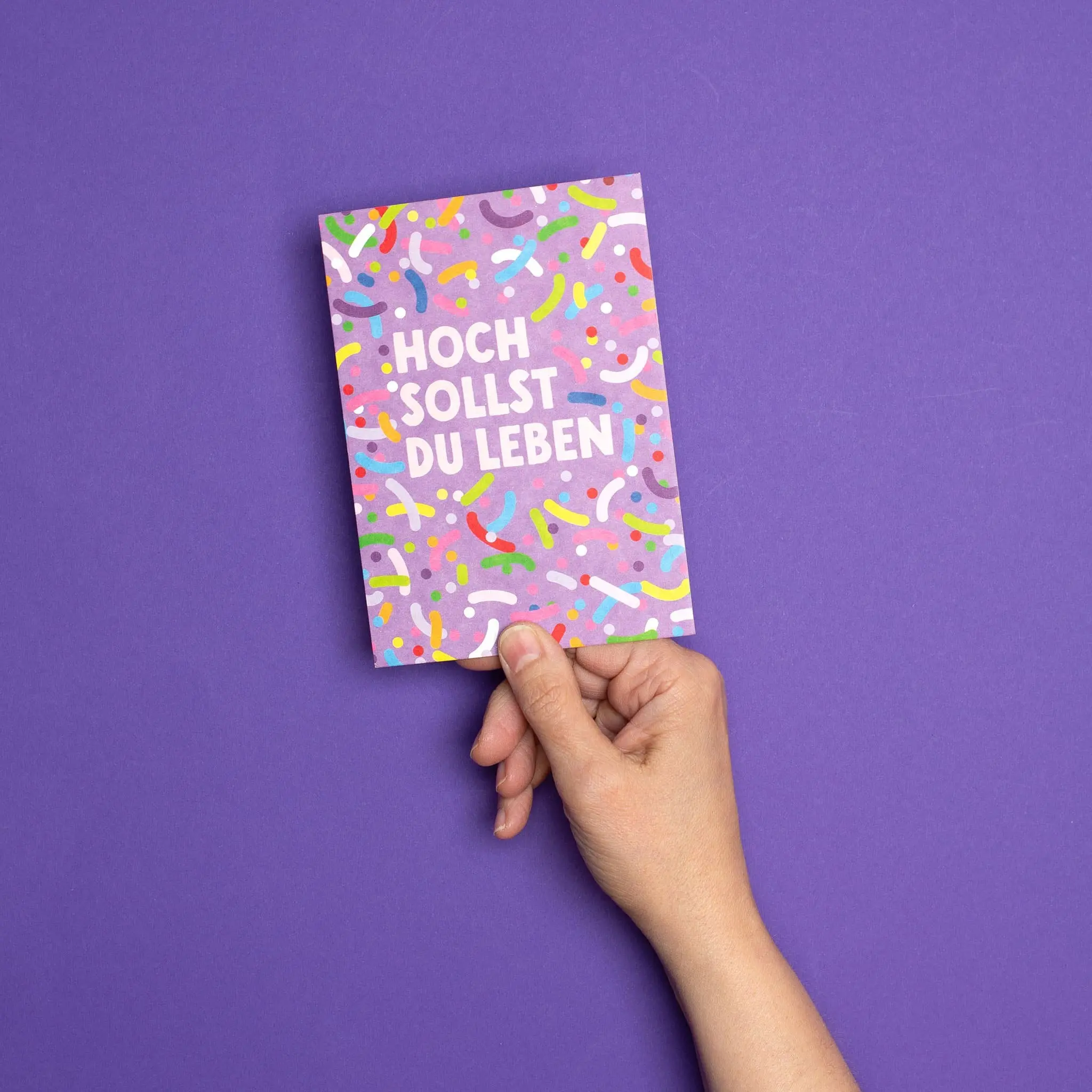 Carte d'anniversaire décorée de paillettes « Longue vie à toi » - carte postale en carton à motifs de pâte de bois
