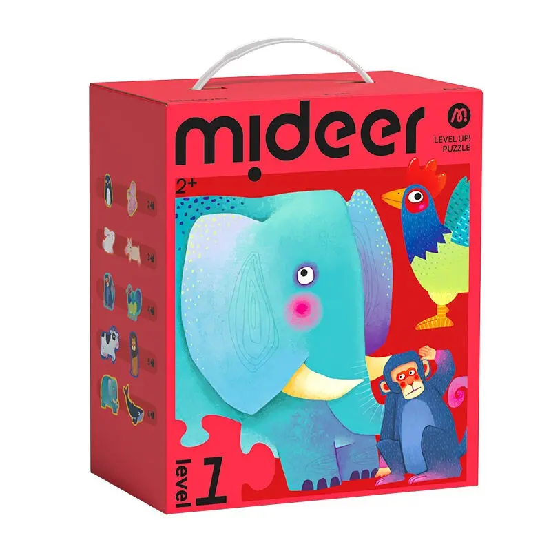 Progressive Puzzle Set - Level 1 - Ages 2 and up - Animals - 10 puzzles