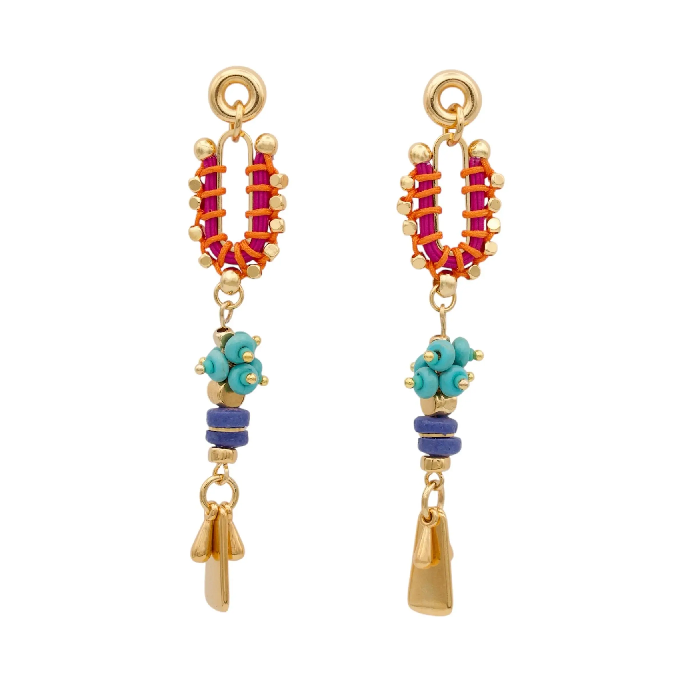 Colorful Long Lightweight Statement Earrings - MUCURA GOLD