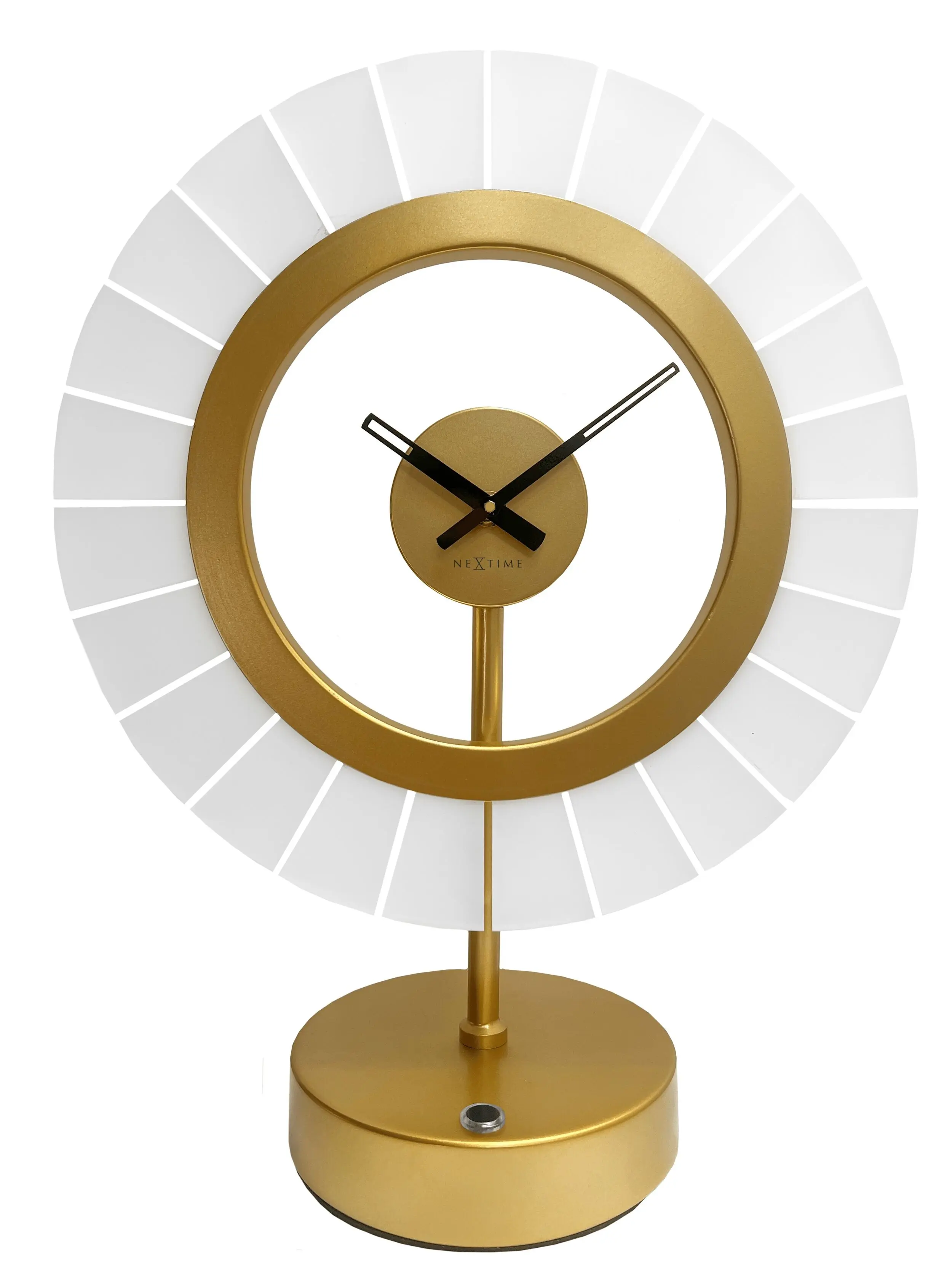 Tischleuchte & Uhr 33 cm x 42 cm (H); Champagnergold/Schwarz-Metall-Acryl