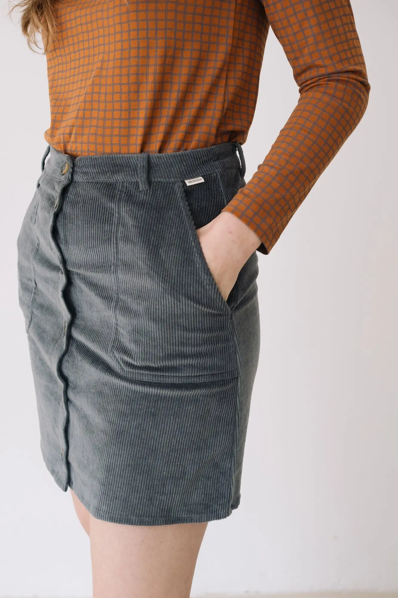 Organic vintage corduroy skirt in Blue
