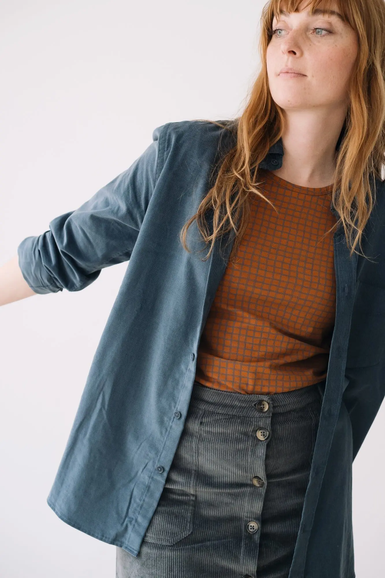 Organic Fine Wale Corduroy Shirt In Light blue