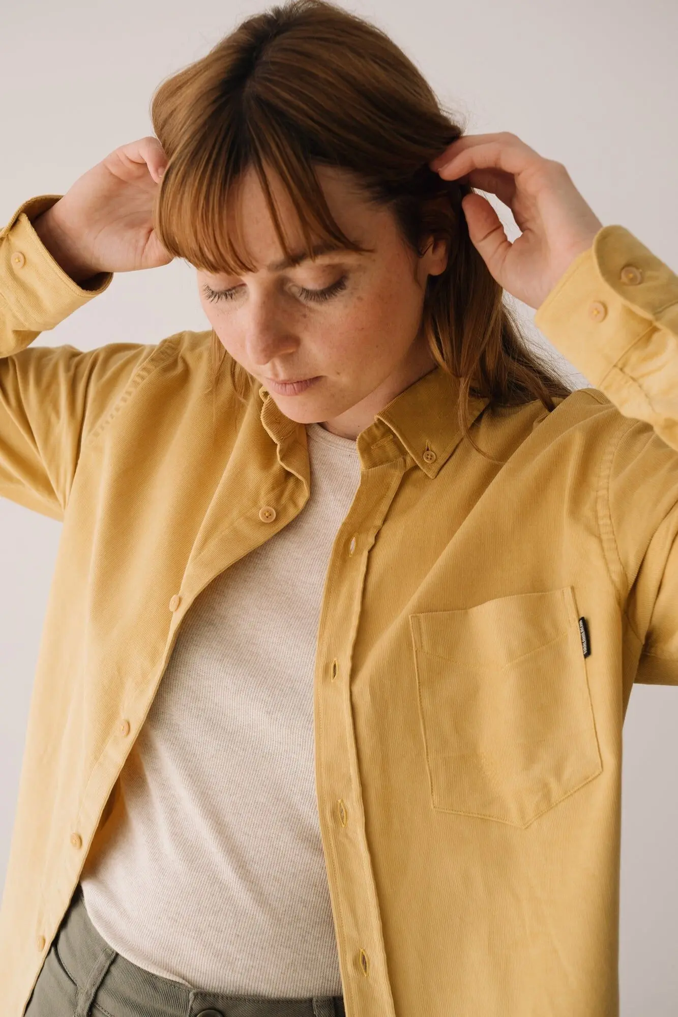 Organic Fine Wale Corduroy Shirt In Yellow
