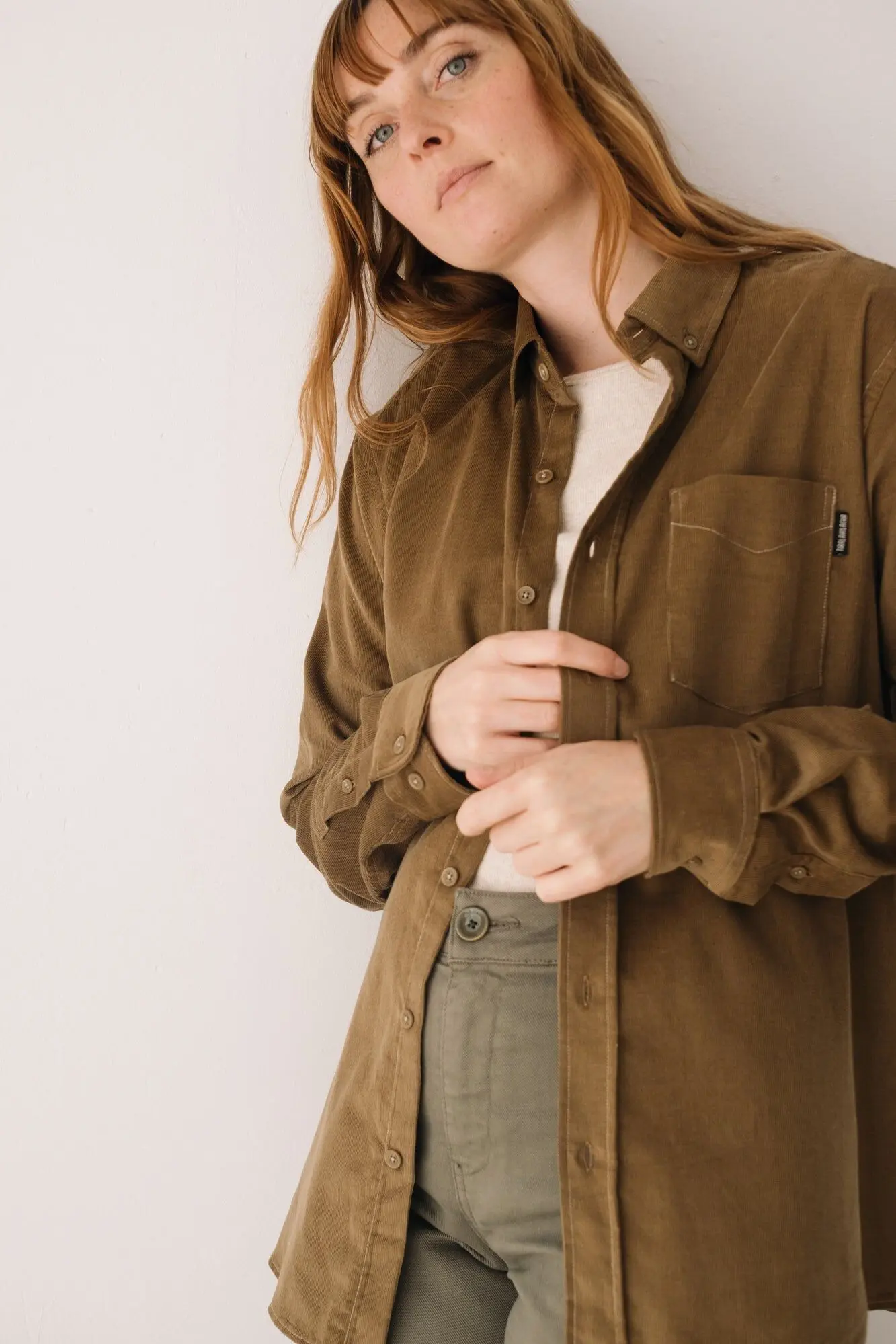 Organic Fine Wale Corduroy Shirt In Brown