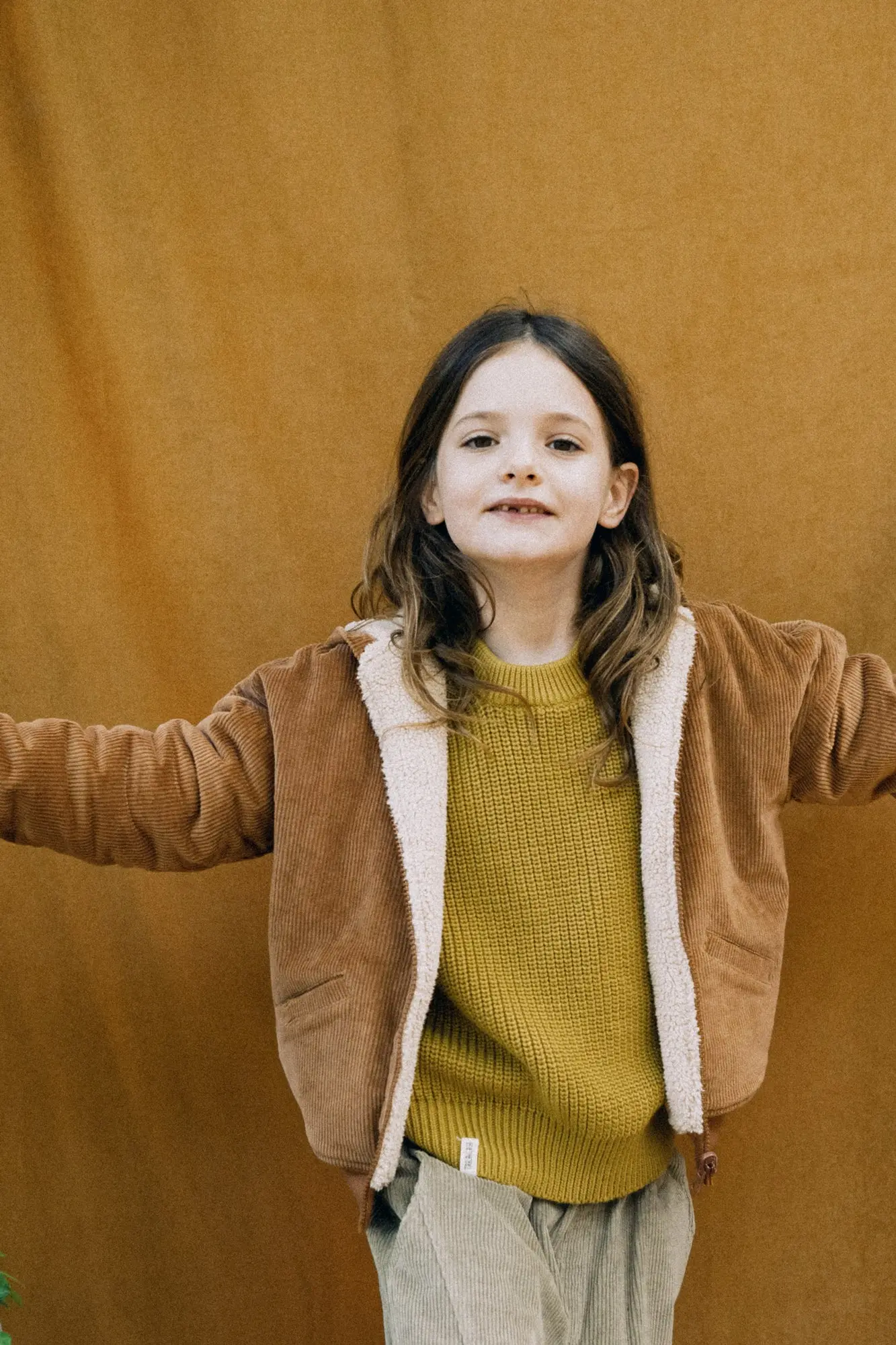 Organic Reversible corduroy & sherpa jacket in Terracota