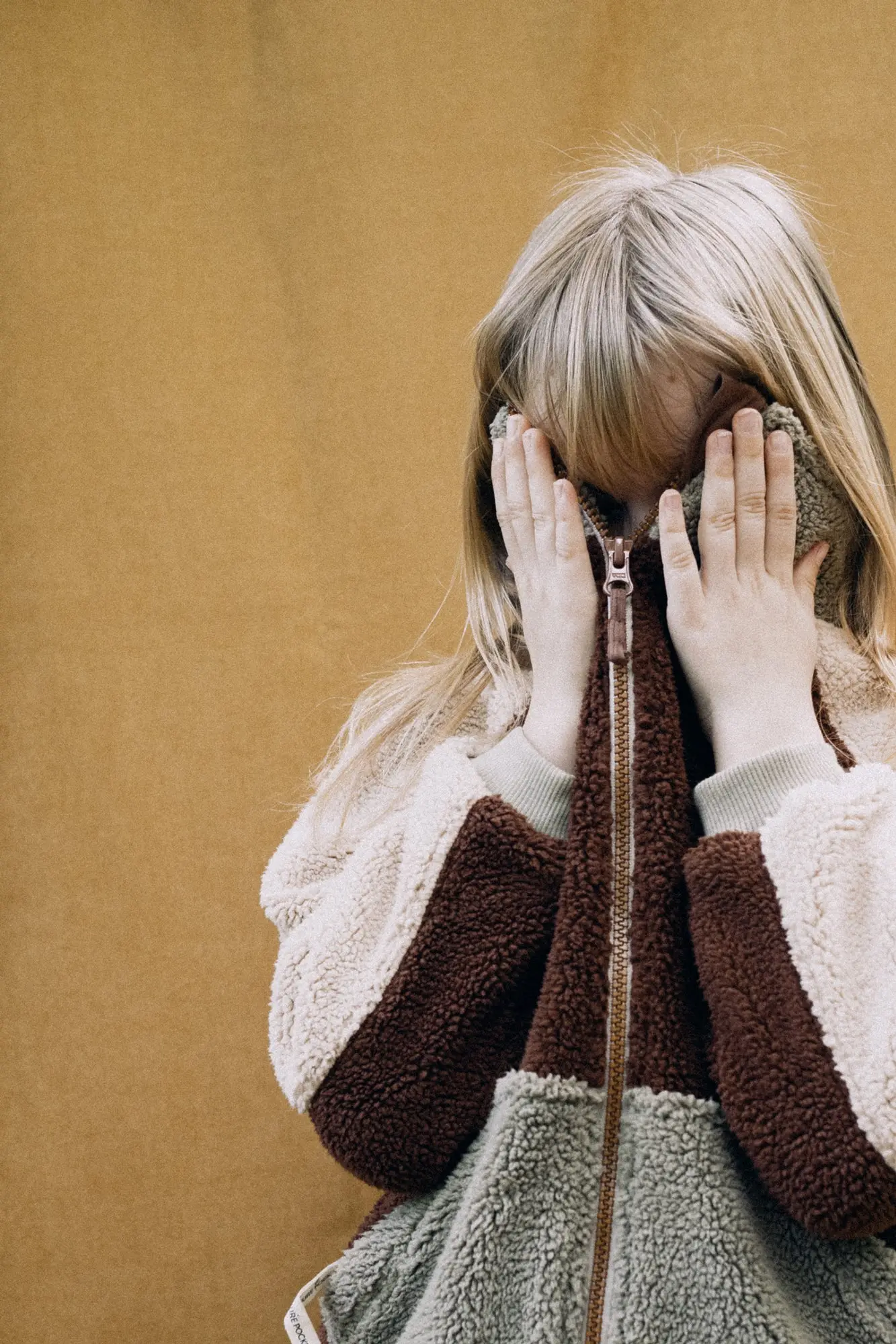 Organic cotton sherpa jacket in multicolor Brown