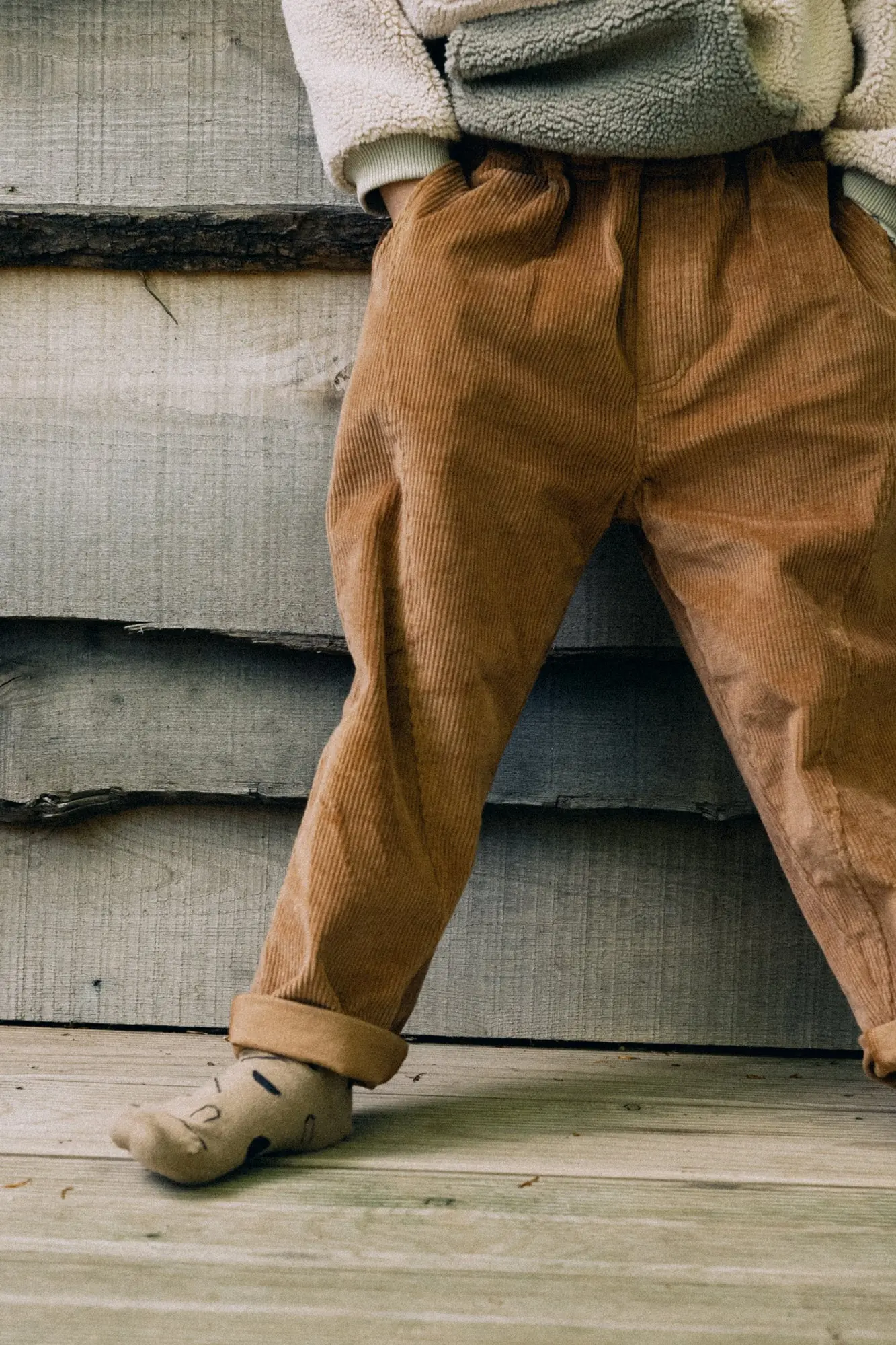 Organic corduroy kids pants Terracota