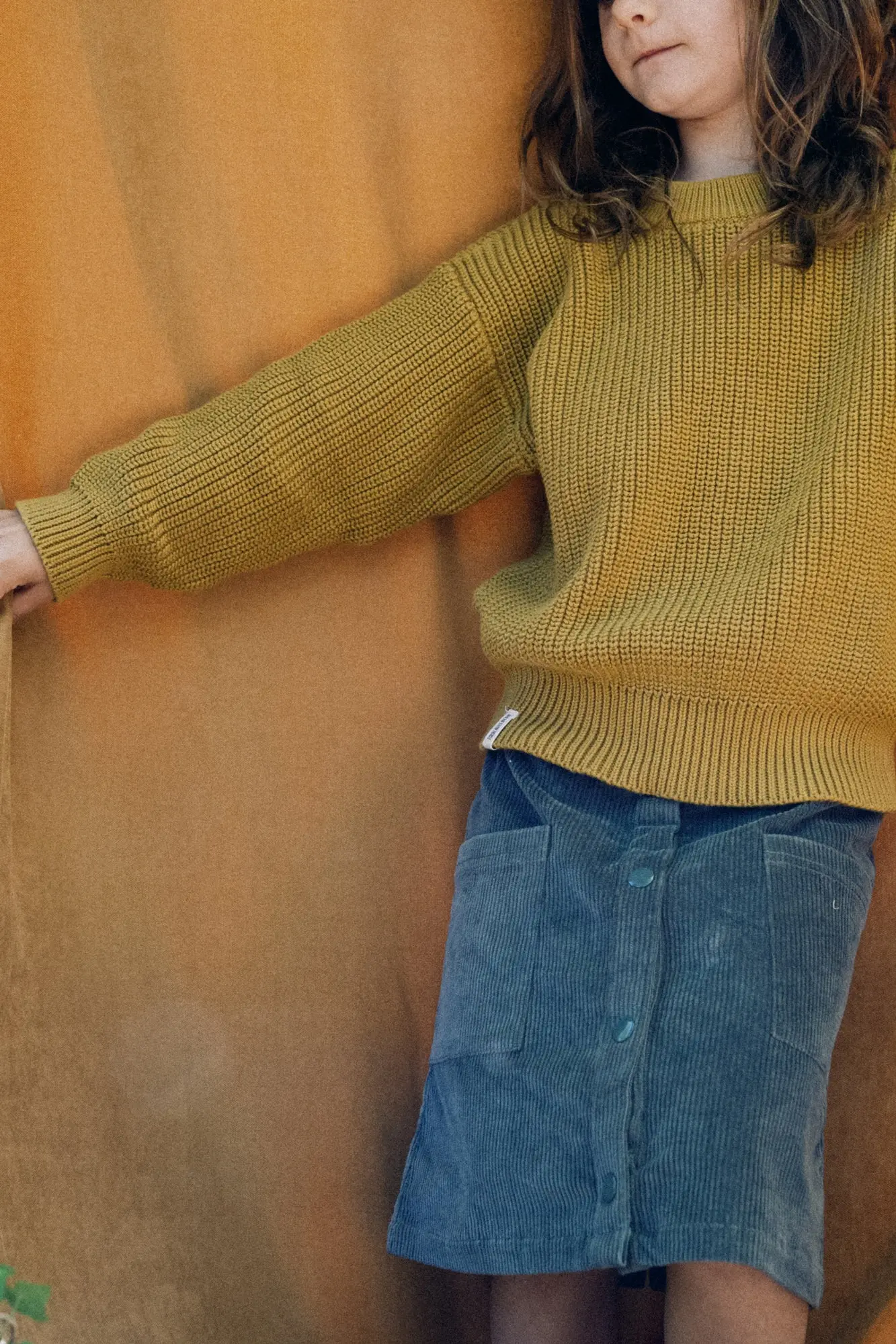 Organic corduroy girl skirt in Blue