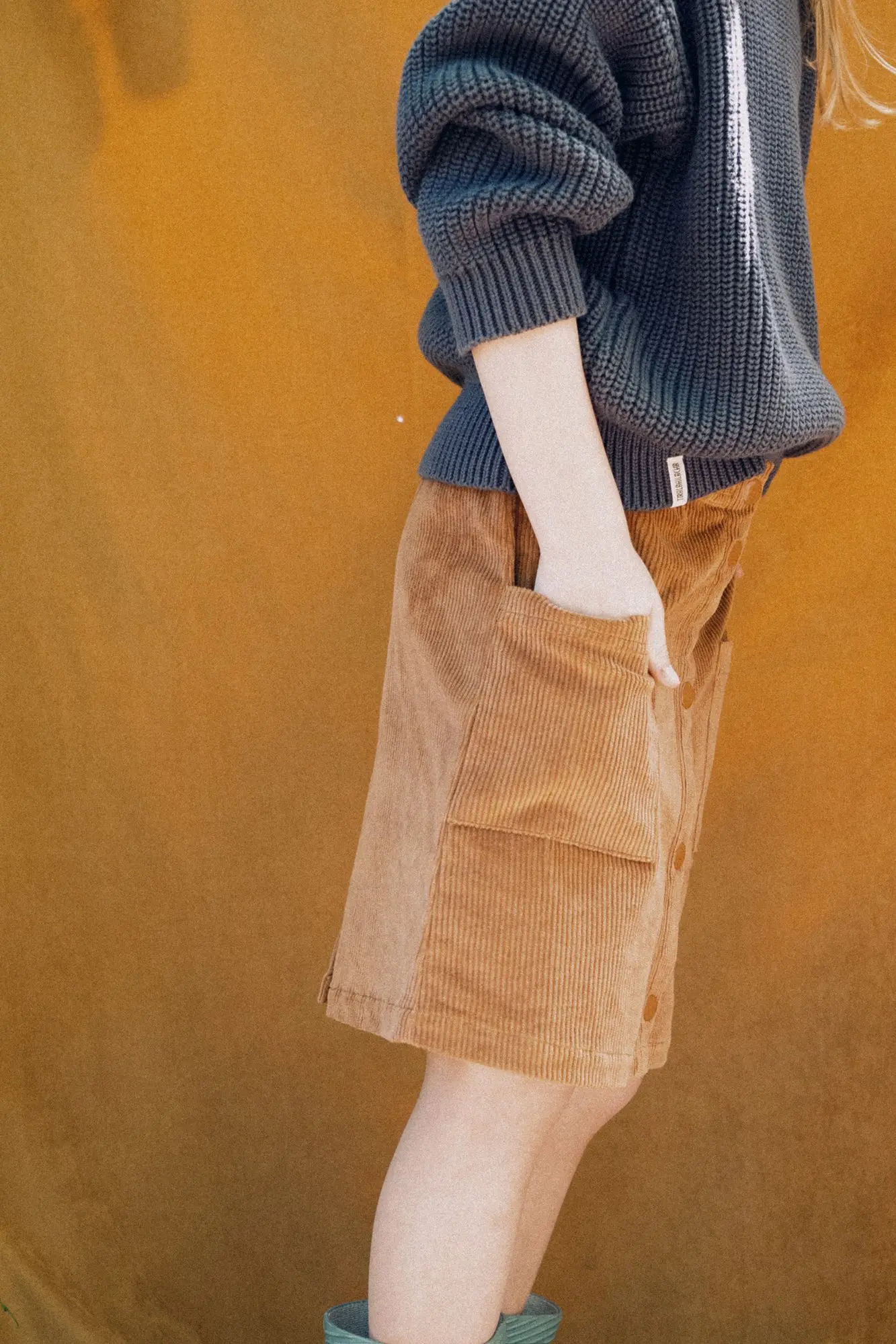 Organic corduroy girl skirt in Terracota