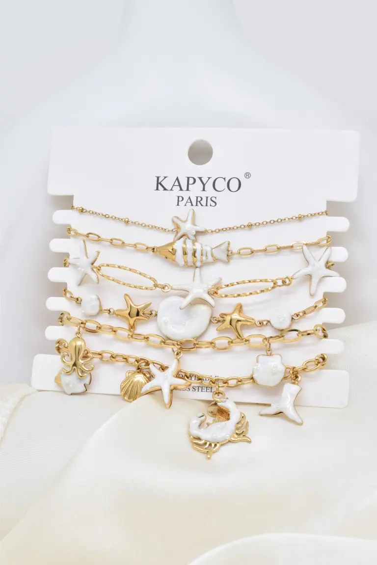 Bracelet lot de 6 en acier inoxydable - BR110384OR-BC